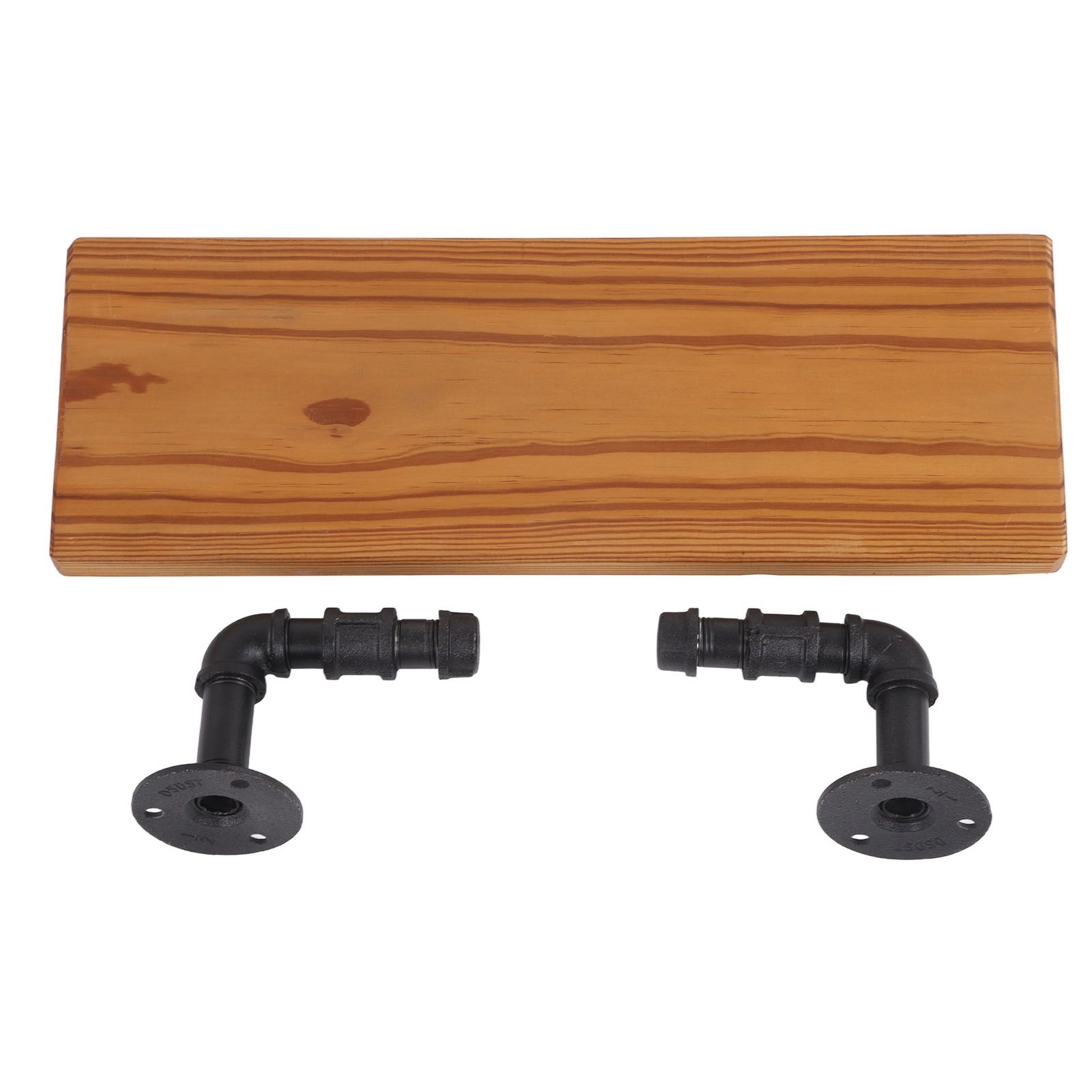 Wall Mounted Shelf Solid Wood Board Wrought Iron Pipe Retro Floating Shelves view 3
