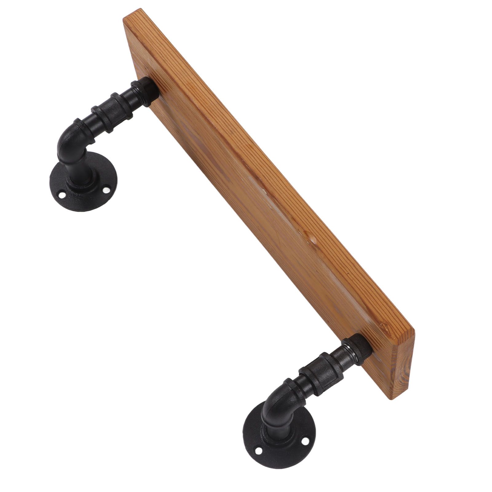 Wall Mounted Shelf Solid Wood Board Wrought Iron Pipe Retro Floating Shelves view 9