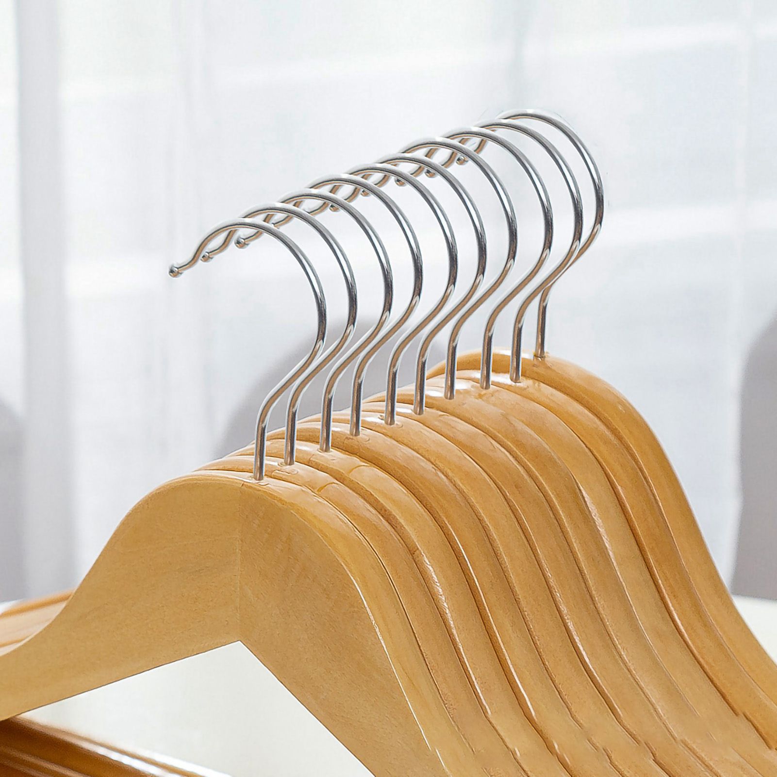 Wooden Coat Hanger Non Slip Clothes Hanging Rack 360 Degree Rotation Suit view 2