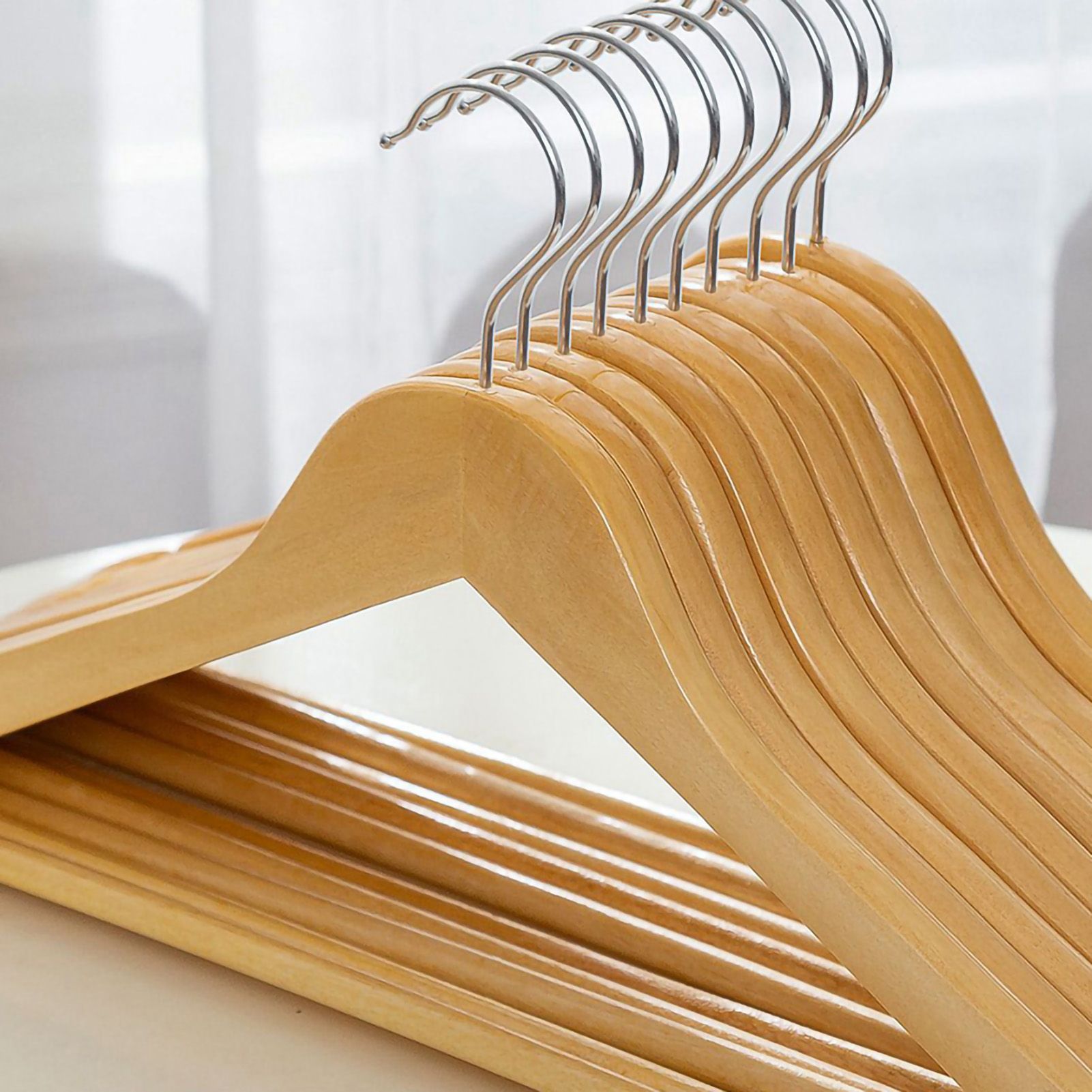 Wooden Coat Hanger Non Slip Clothes Hanging Rack 360 Degree Rotation Suit view 5