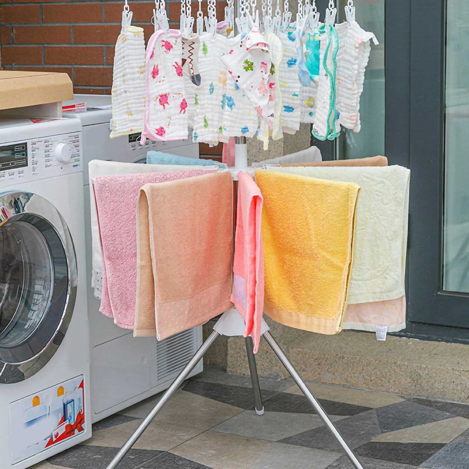 Clothes Drying Rack 360 Degree Rotating Folding Design Reliable Load Bearing