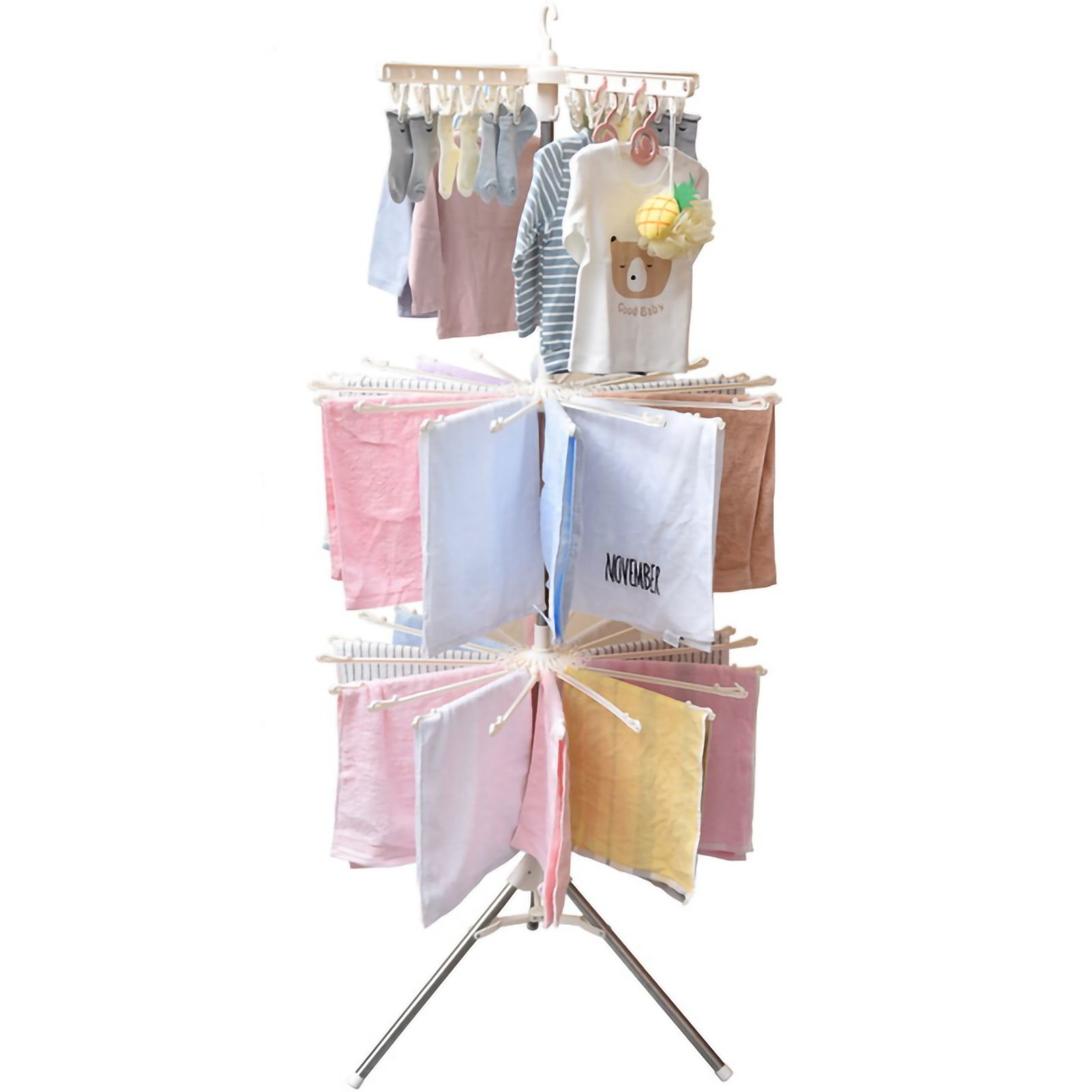 Clothes Drying Rack 360 Degree Rotating Folding Design Reliable Load Bearing