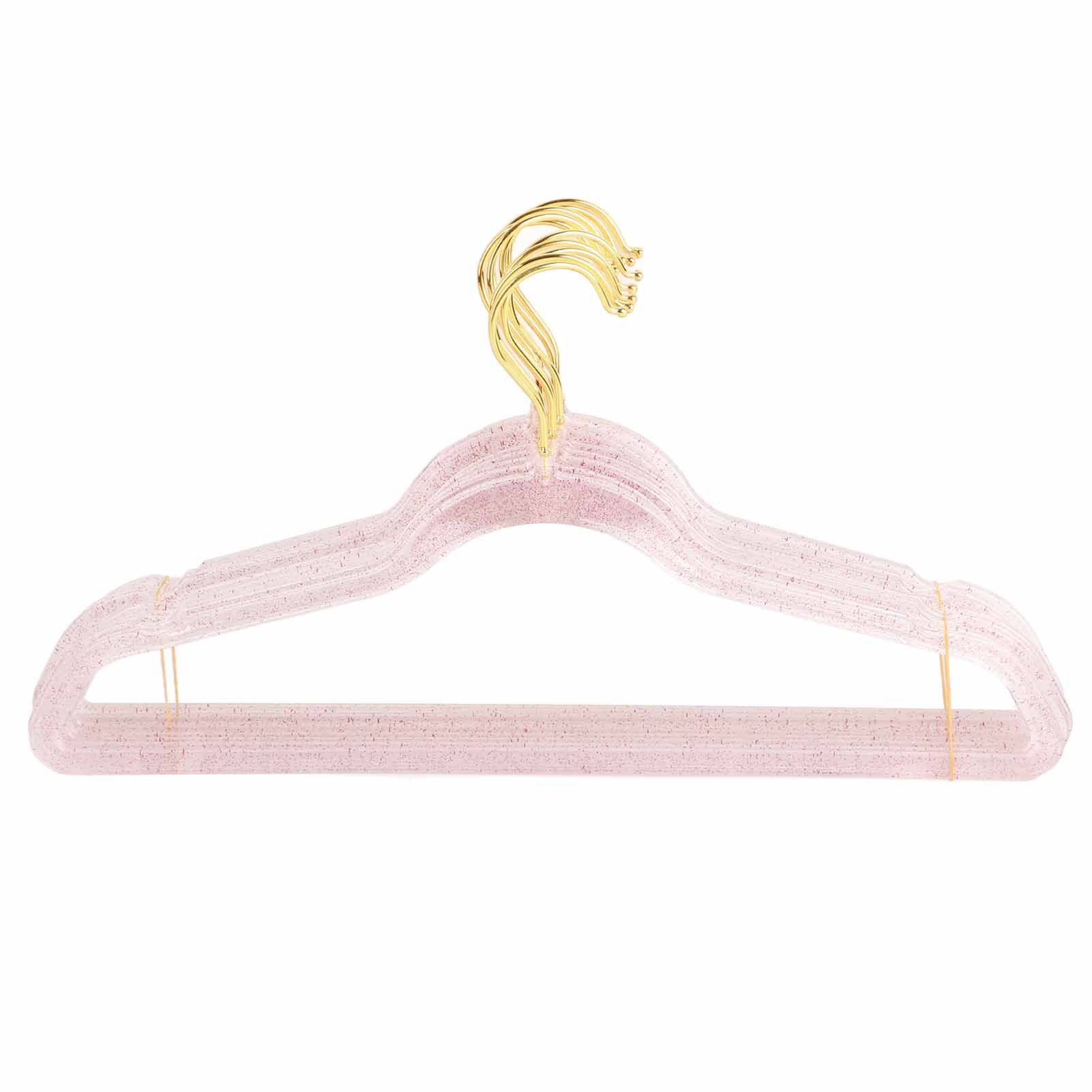 10Pcs Clothes Hangers Plastic 40cm Glitter Transparent Crystal Seamless