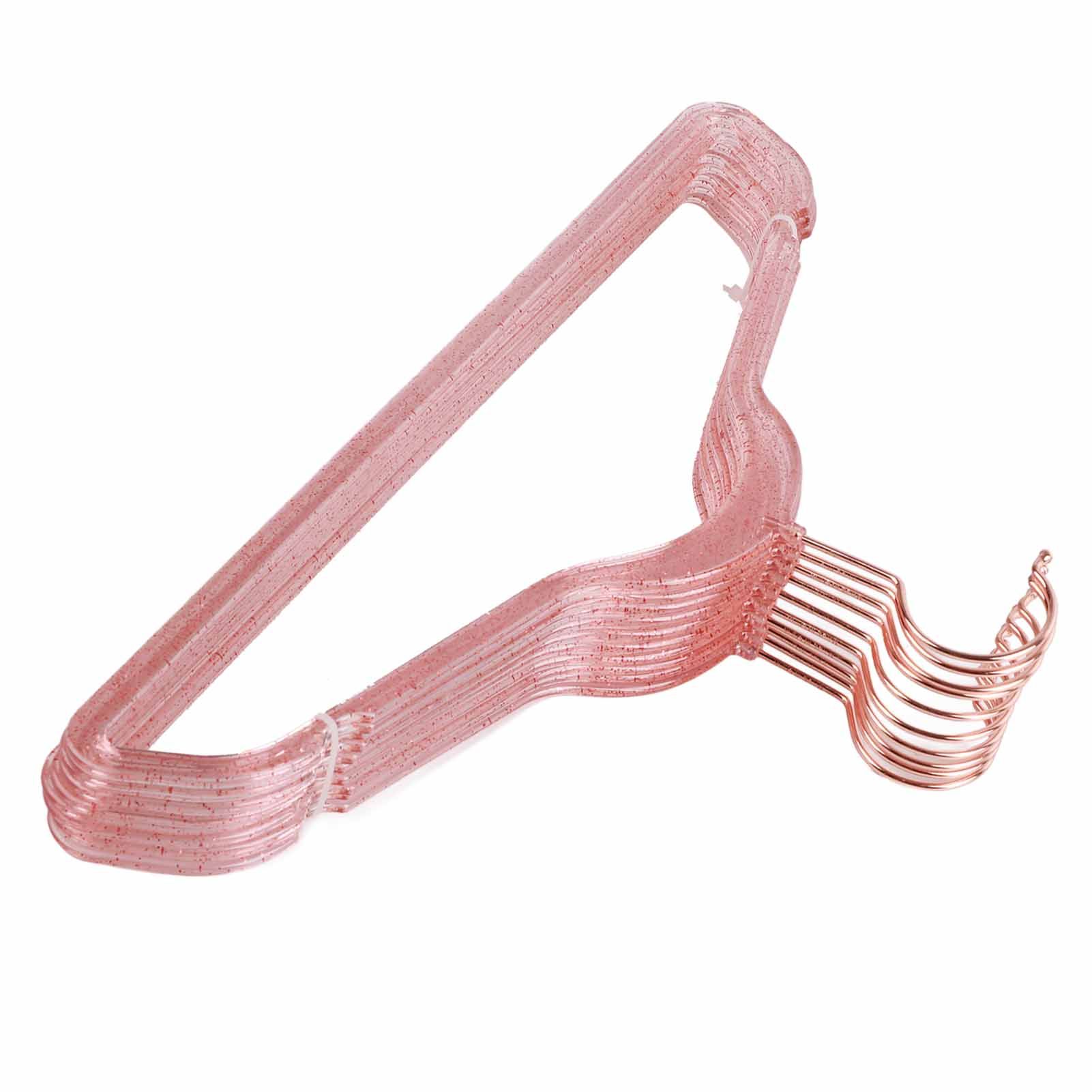 10Pcs Clothes Hangers Plastic 40cm Glitter Transparent Crystal Seamless view 5