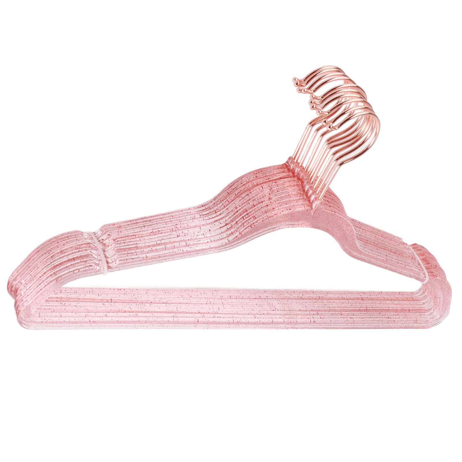 10Pcs Clothes Hangers Plastic 40cm Glitter Transparent Crystal Seamless view 7