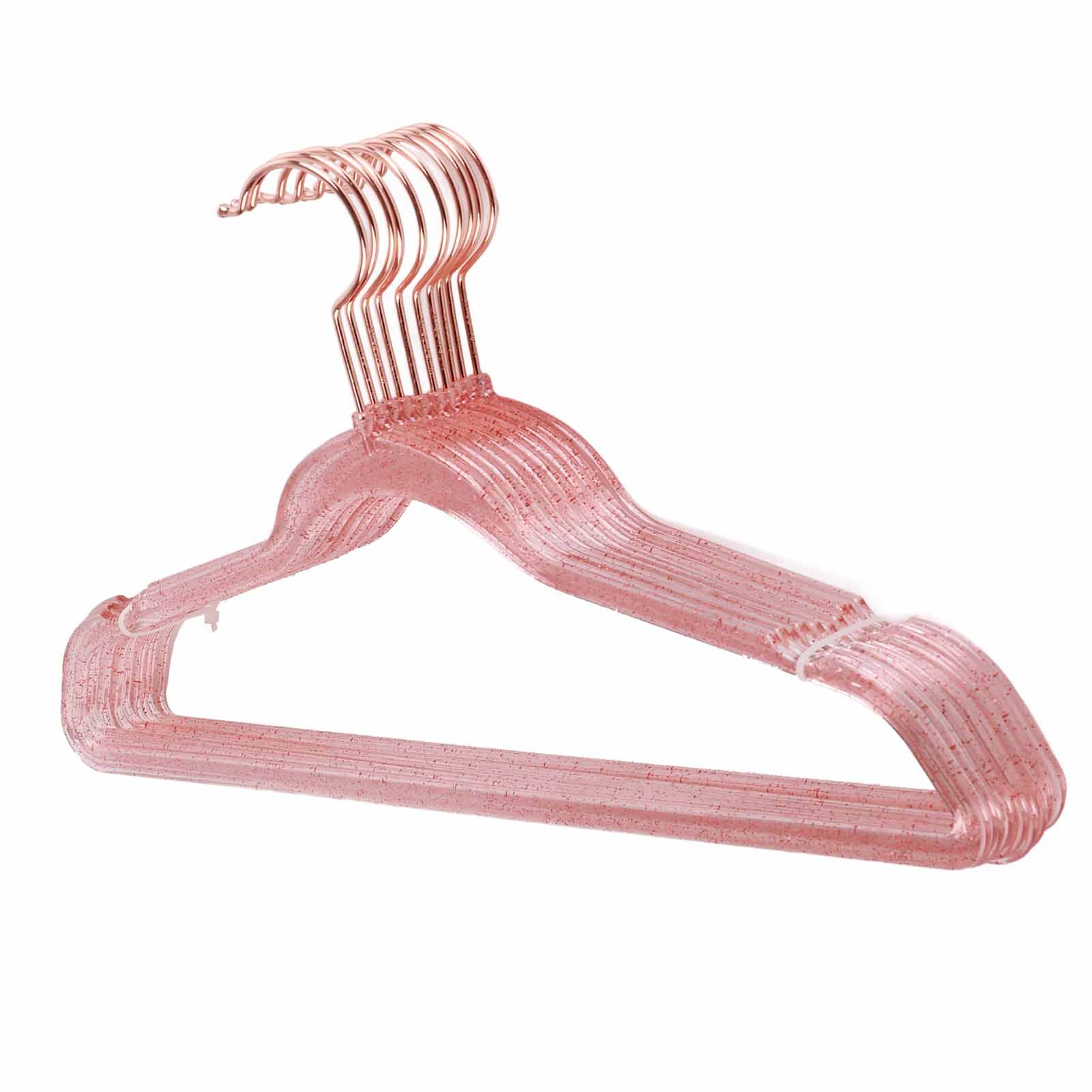 10Pcs Clothes Hangers Plastic 40cm Glitter Transparent Crystal Seamless view 8