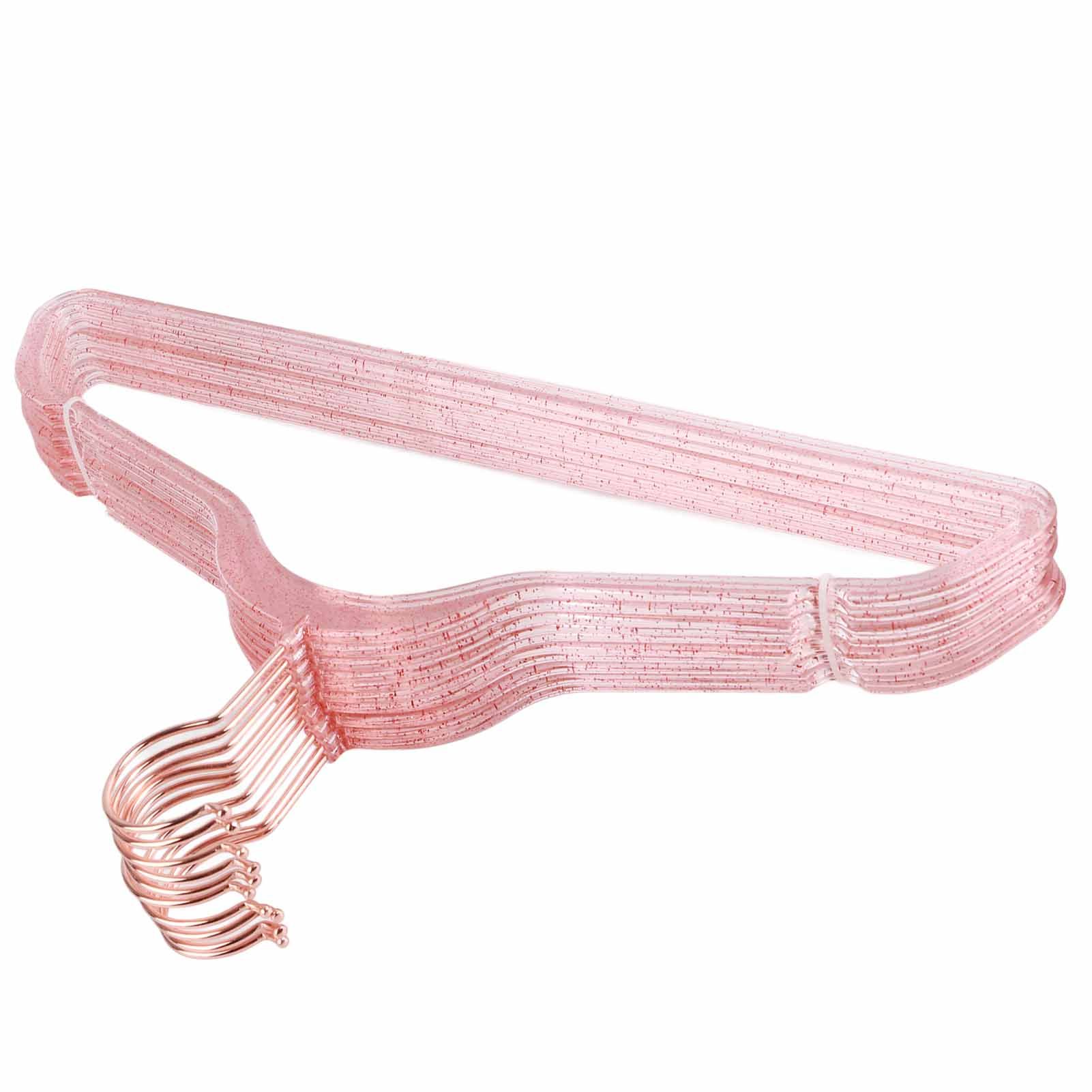 10Pcs Clothes Hangers Plastic 40cm Glitter Transparent Crystal Seamless view 9
