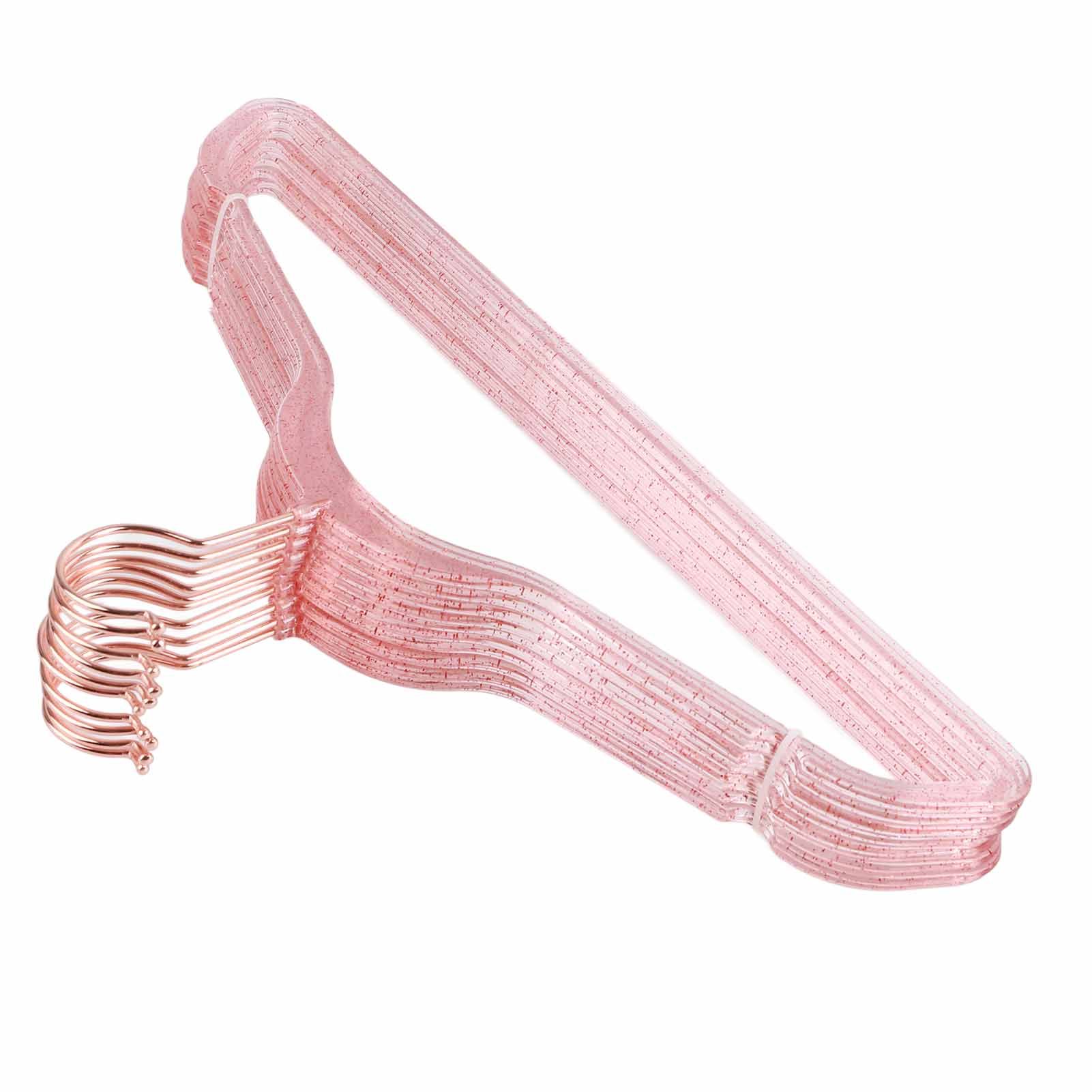 10Pcs Clothes Hangers Plastic 40cm Glitter Transparent Crystal Seamless view 10