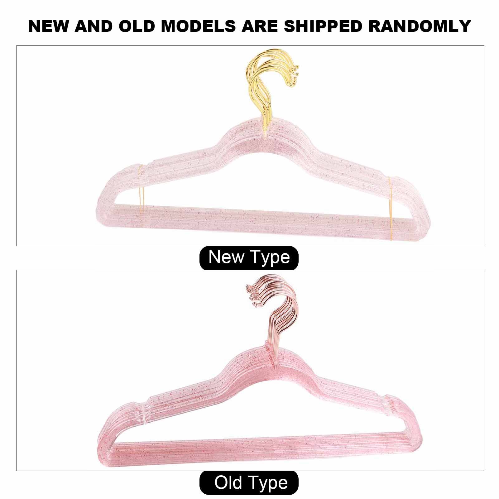 10Pcs Clothes Hangers Plastic 40cm Glitter Transparent Crystal Seamless view 14