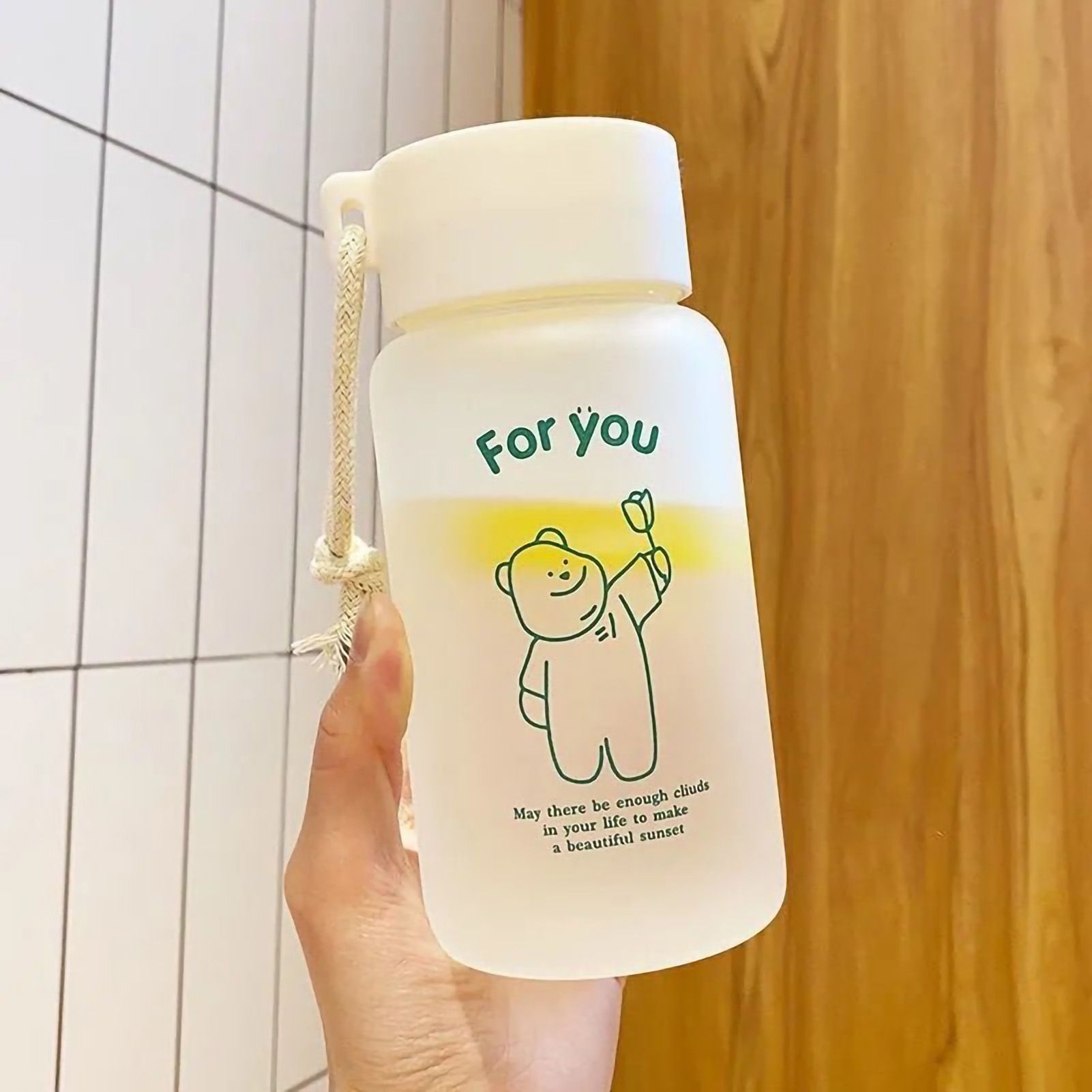 Kids Water Bottle Cute Cartoon Printing Handle Design Healthy Odorless Good