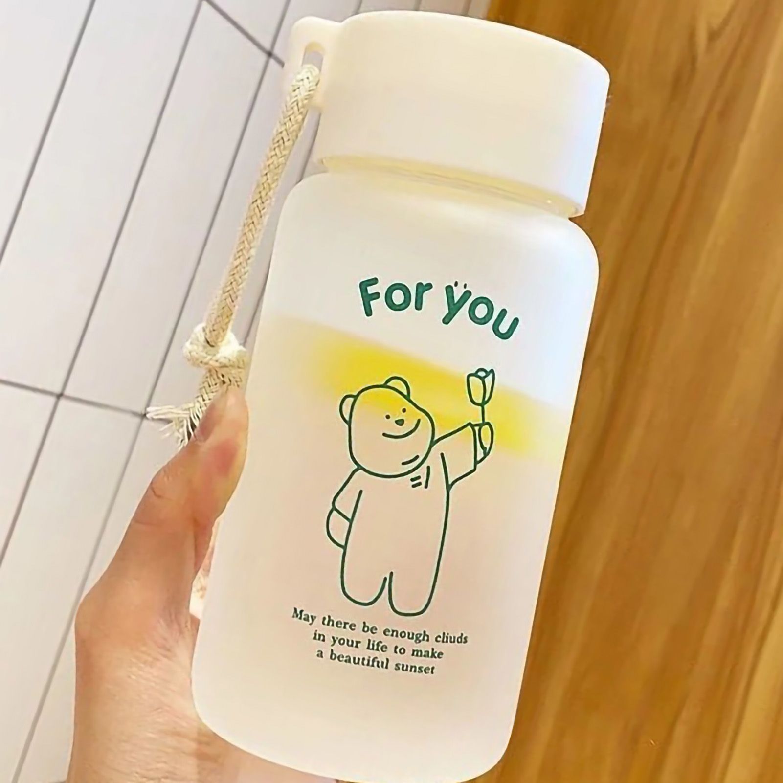 Kids Water Bottle Cute Cartoon Printing Handle Design Healthy Odorless Good view 3