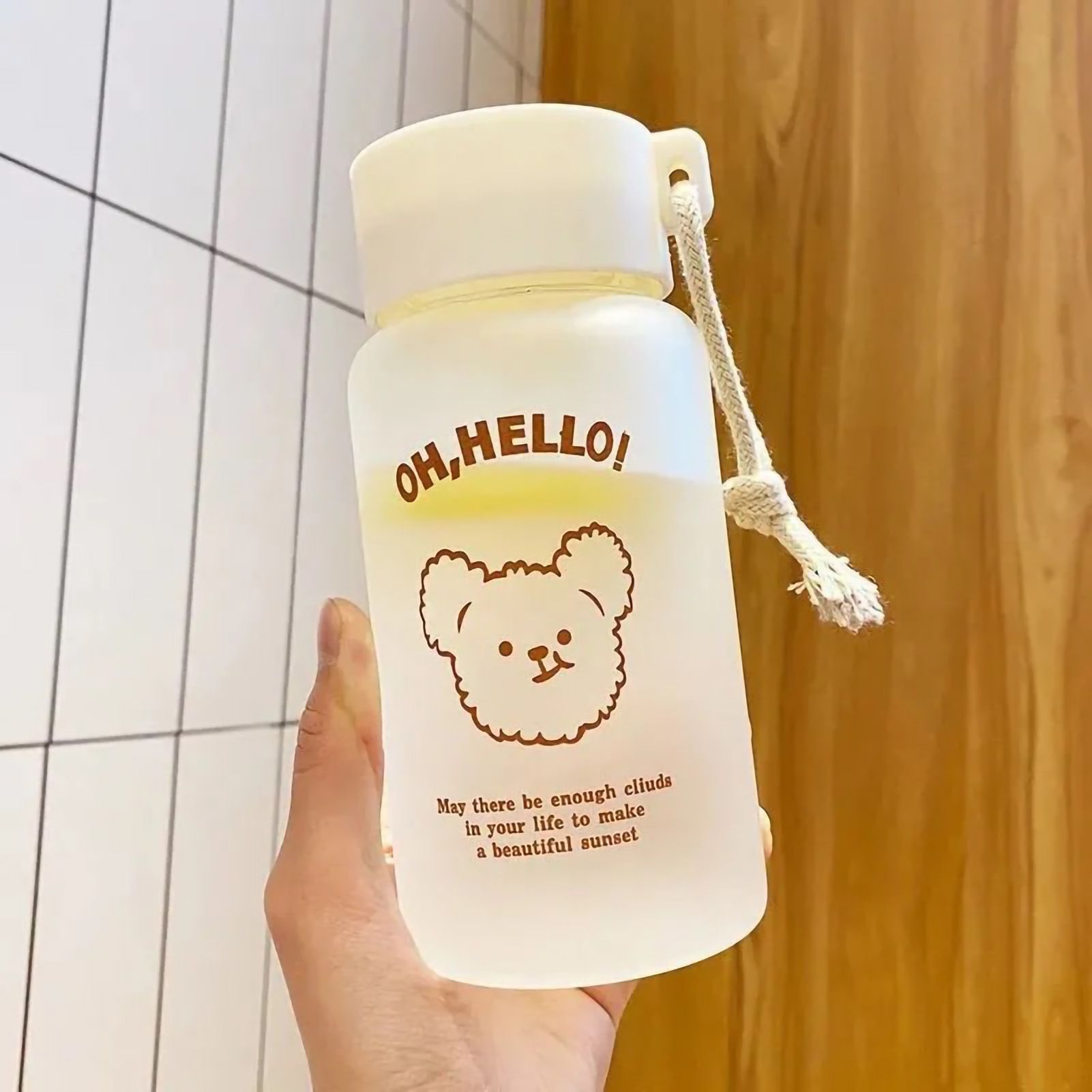 Kids Water Bottle Cute Cartoon Printing Handle Design Healthy Odorless Good