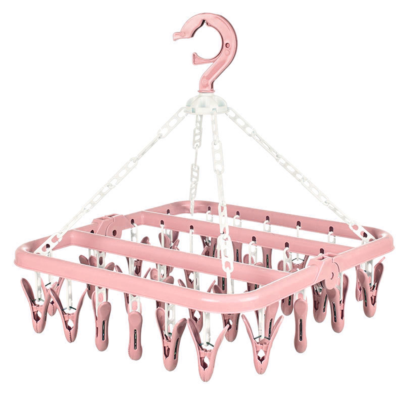 32 Clip Folding Hanger 360 Degree Rotation Household Laundry Clip Rack with