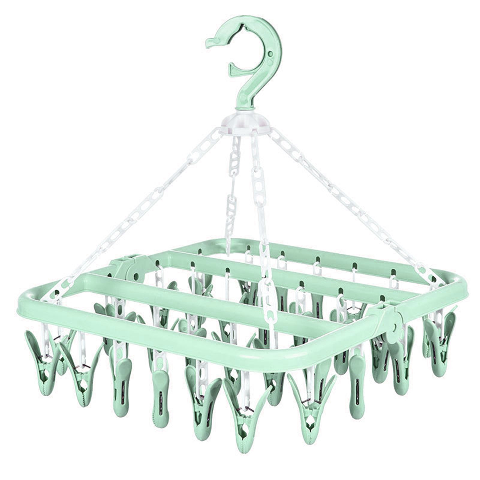 32 Clip Folding Hanger 360 Degree Rotation Household Laundry Clip Rack with