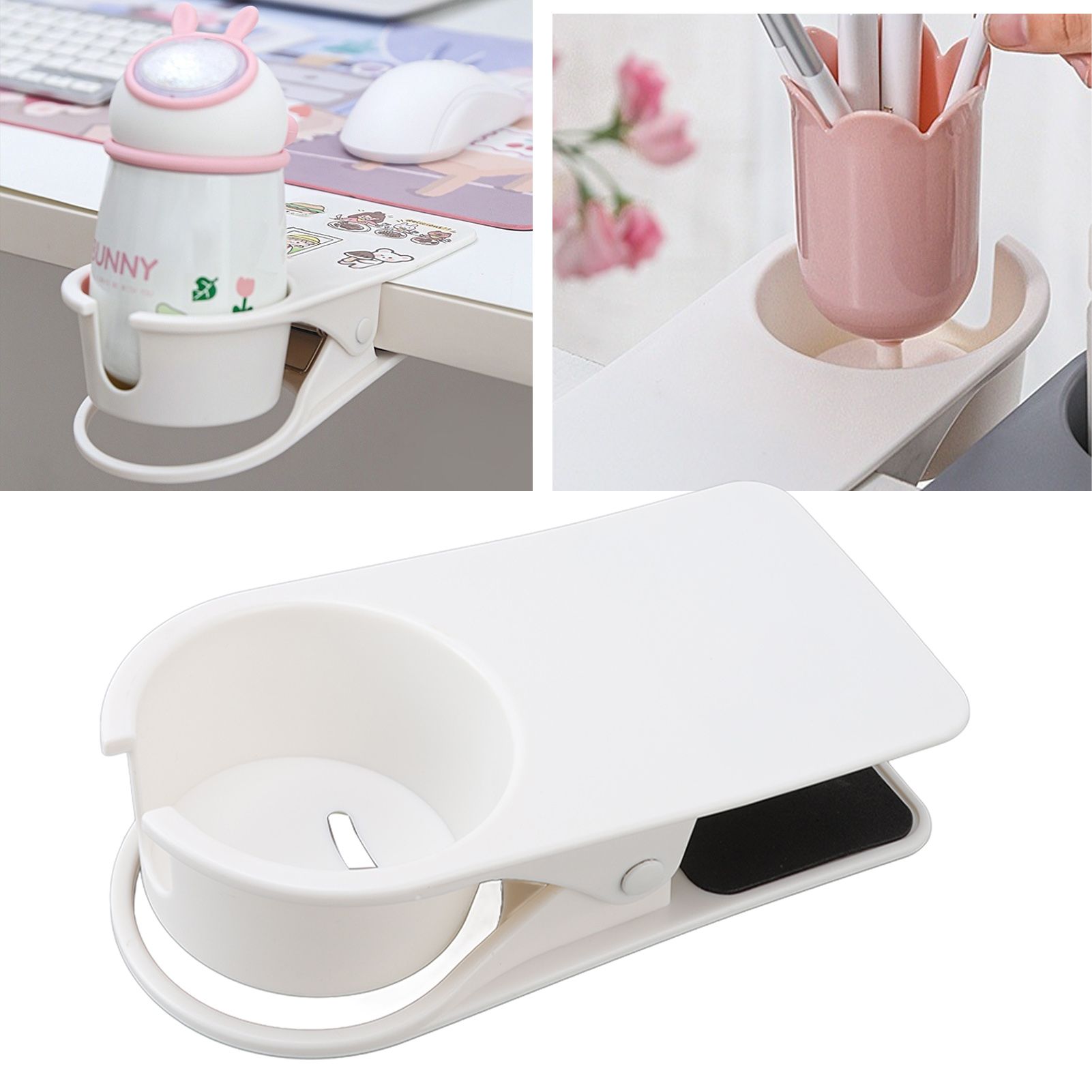 Cup Holder Clip Desk Side Glass Mug Bottle Clamp Stand Plastic for Home Office view 12