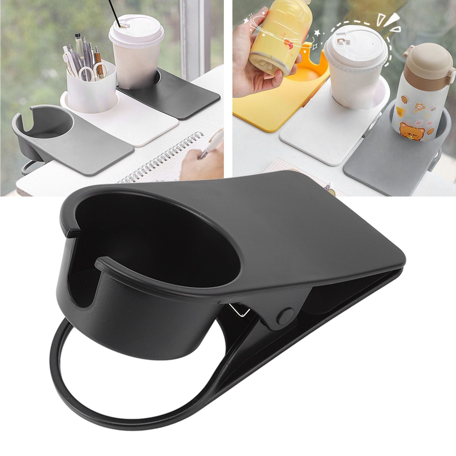 Cup Holder Clip Desk Side Glass Mug Bottle Clamp Stand Plastic for Home Office view 11