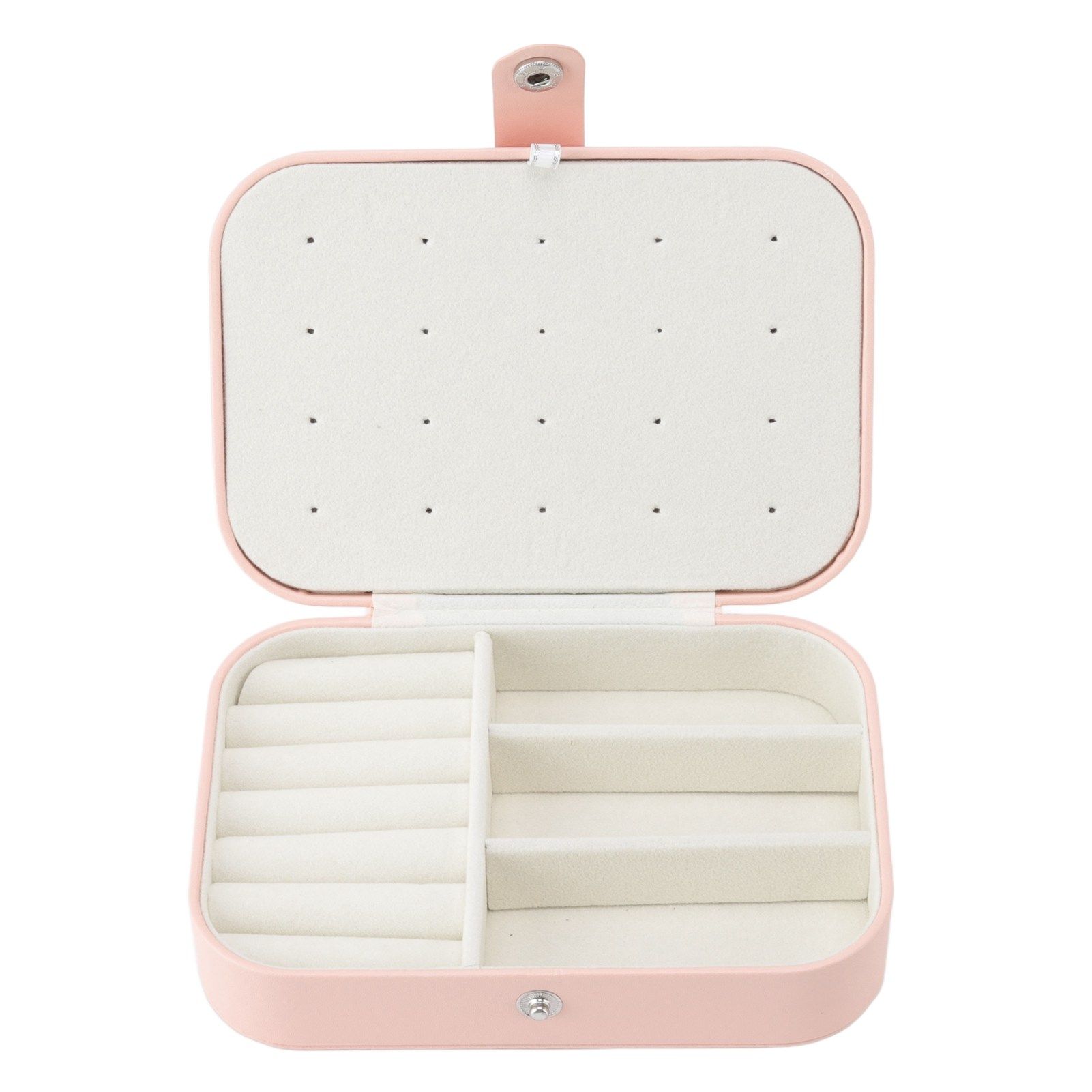 Jewelry Case Portable Beautiful Pink Necklace Ring Ear Stud Storage Box