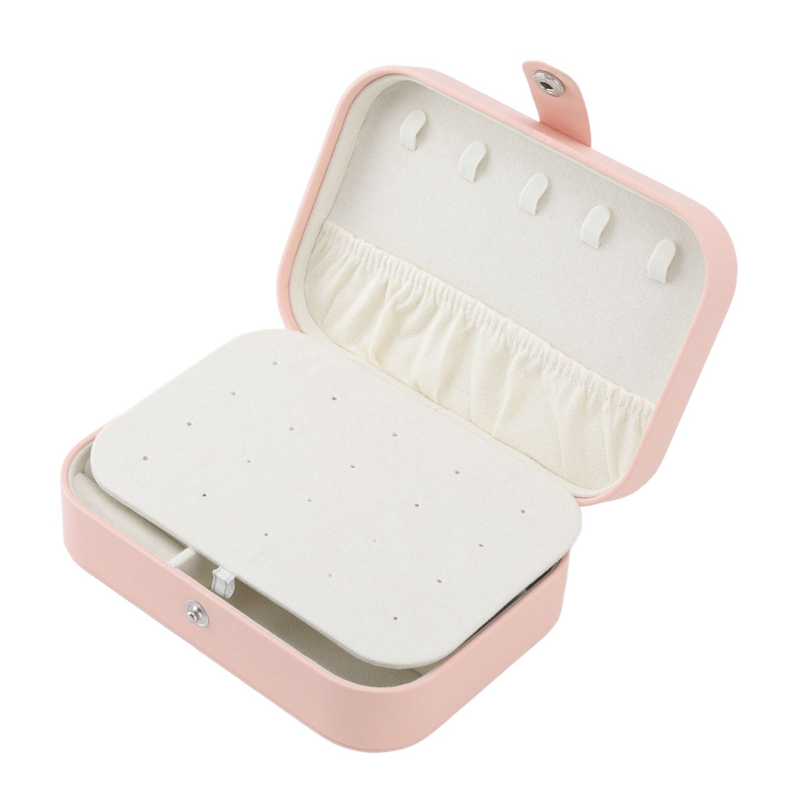 Jewelry Case Portable Beautiful Pink Necklace Ring Ear Stud Storage Box view 3