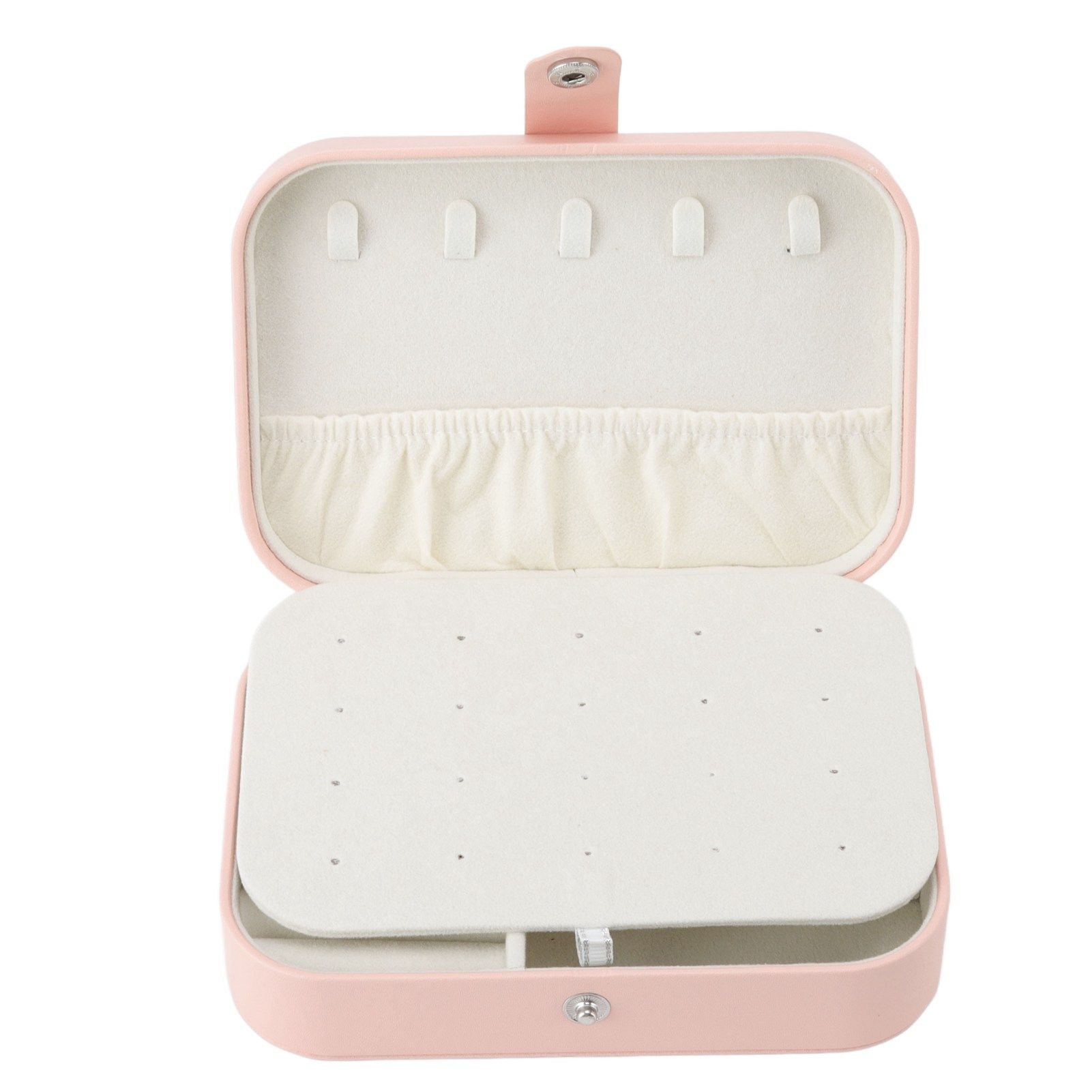 Jewelry Case Portable Beautiful Pink Necklace Ring Ear Stud Storage Box view 5