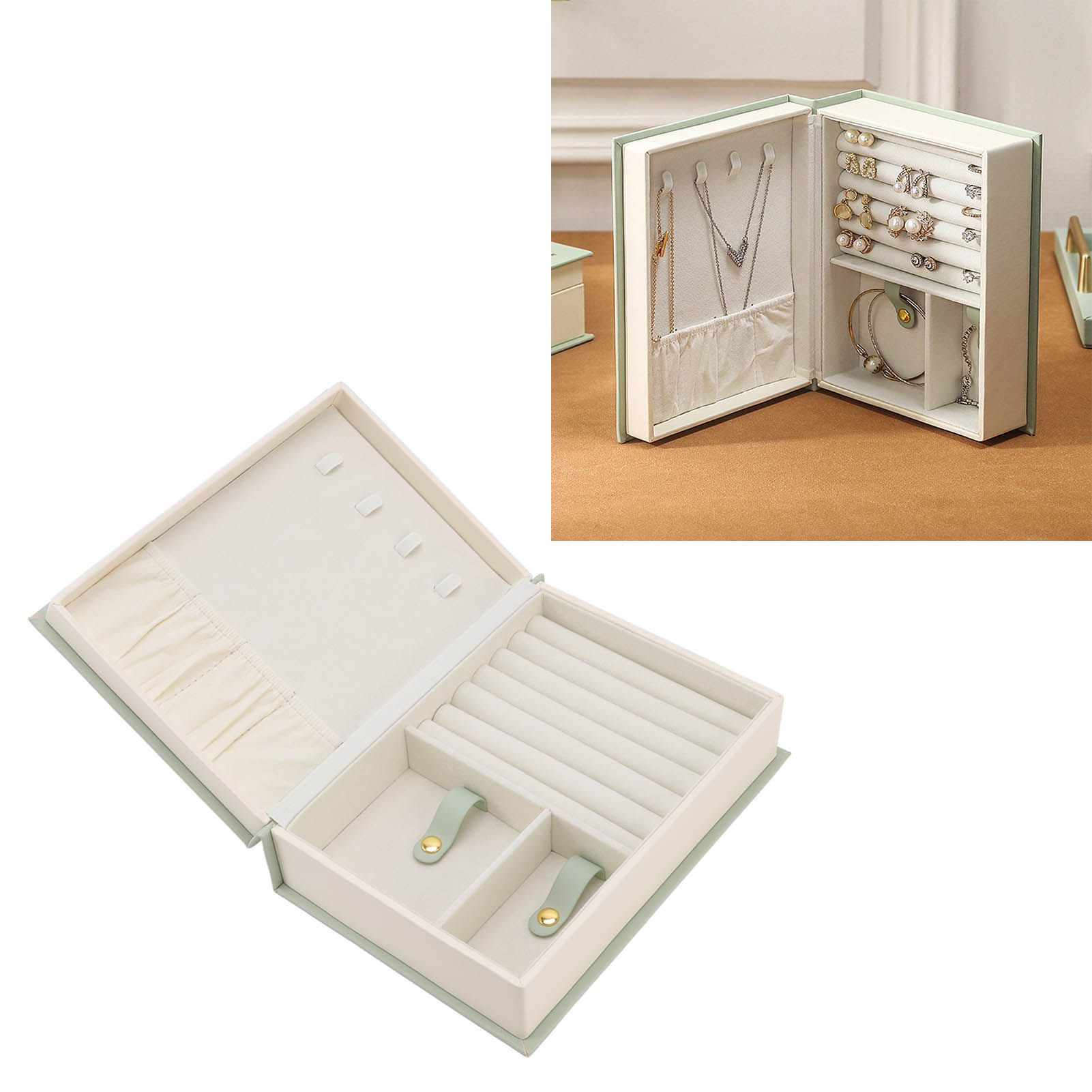 Jewellery Box Leather Jewelry Storage Case Large Capacity Portable for Earring view 11