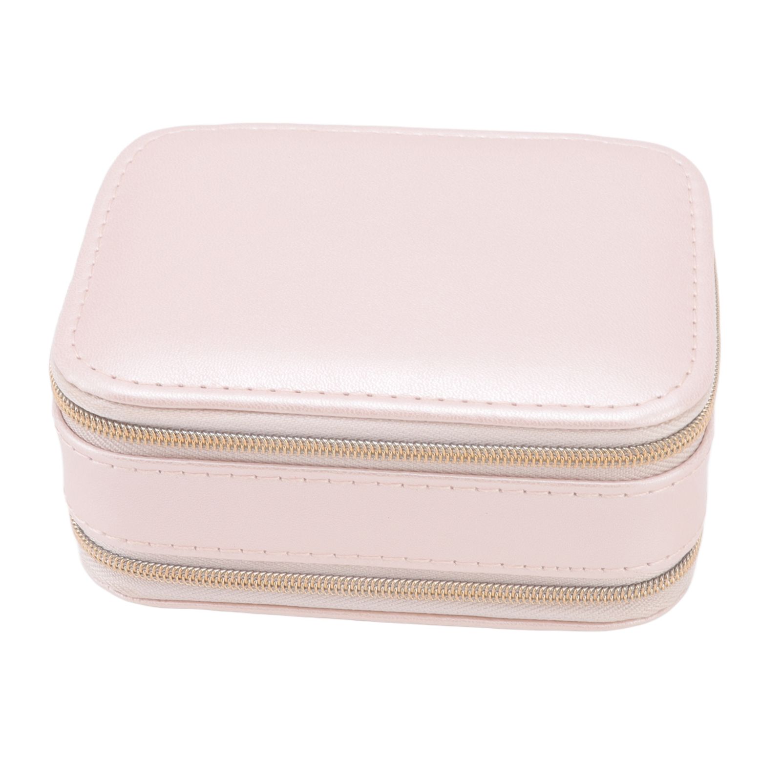 Jewelry Case Double Layer Portable Pink Necklace Hook Design Convenient Handle
