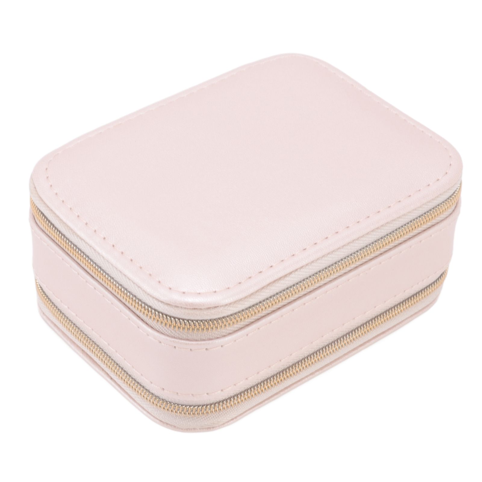 Jewelry Case Double Layer Portable Pink Necklace Hook Design Convenient Handle view 5