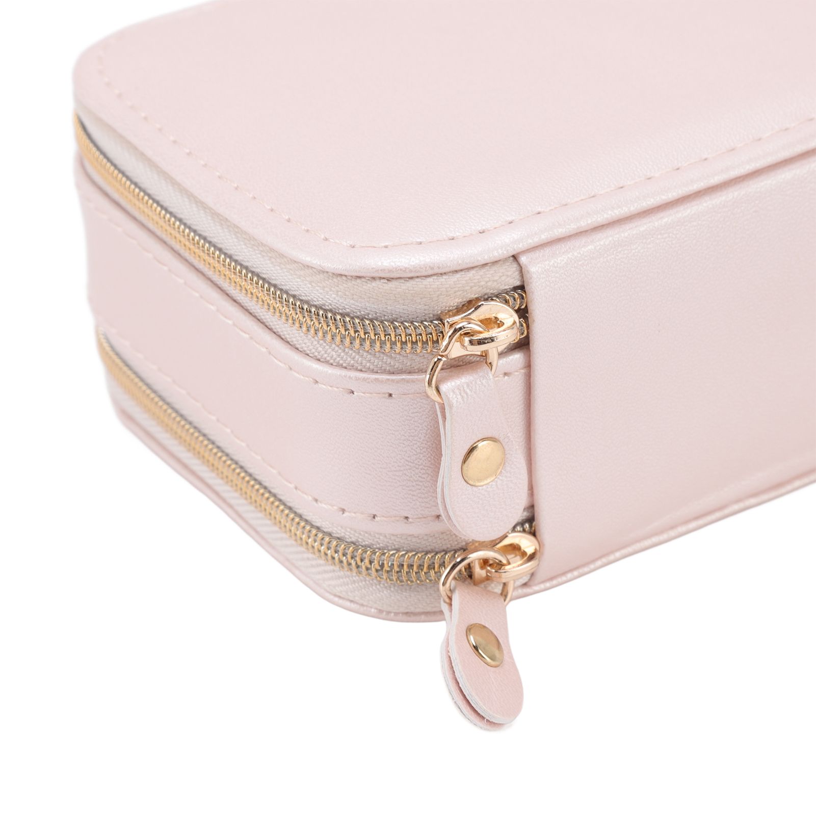 Jewelry Case Double Layer Portable Pink Necklace Hook Design Convenient Handle view 14
