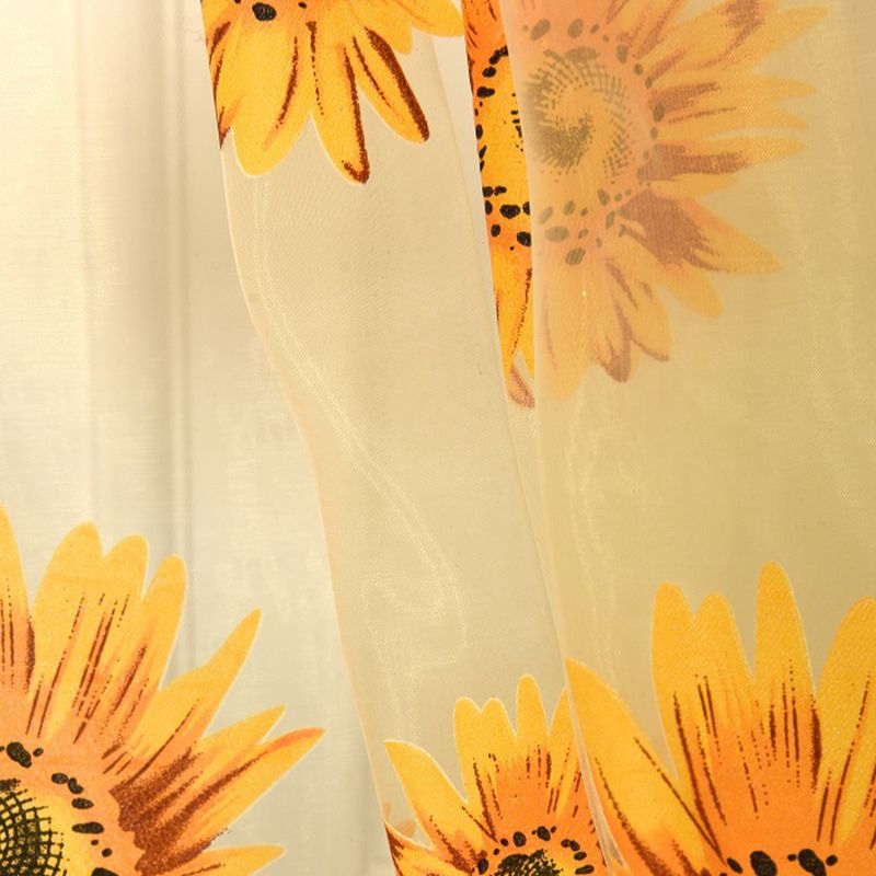 Sunflower Pattern Curtain Home Decoration Polyester Fibre Window Tulle Curtain view 2