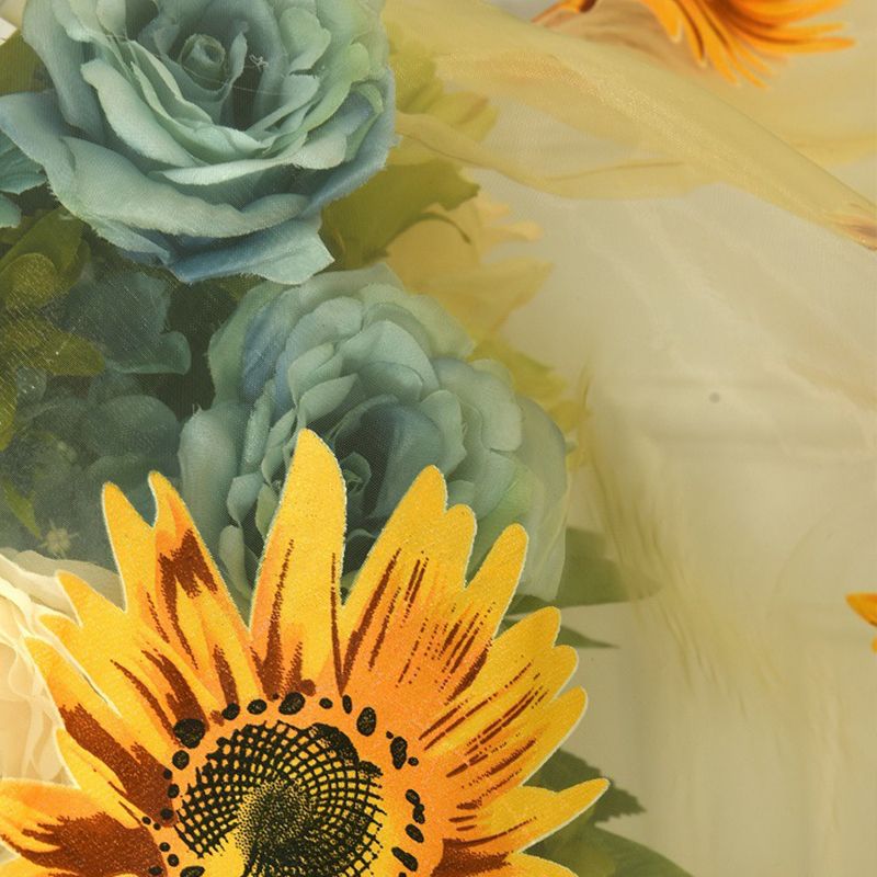 Sunflower Pattern Curtain Home Decoration Polyester Fibre Window Tulle Curtain view 4