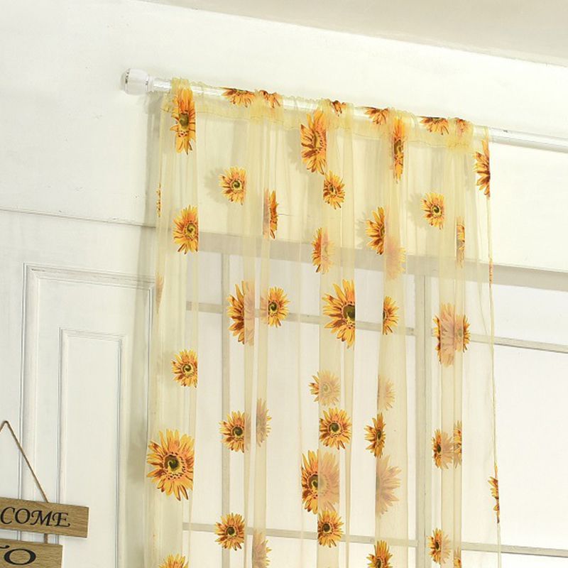 Sunflower Pattern Curtain Home Decoration Polyester Fibre Window Tulle Curtain view 5