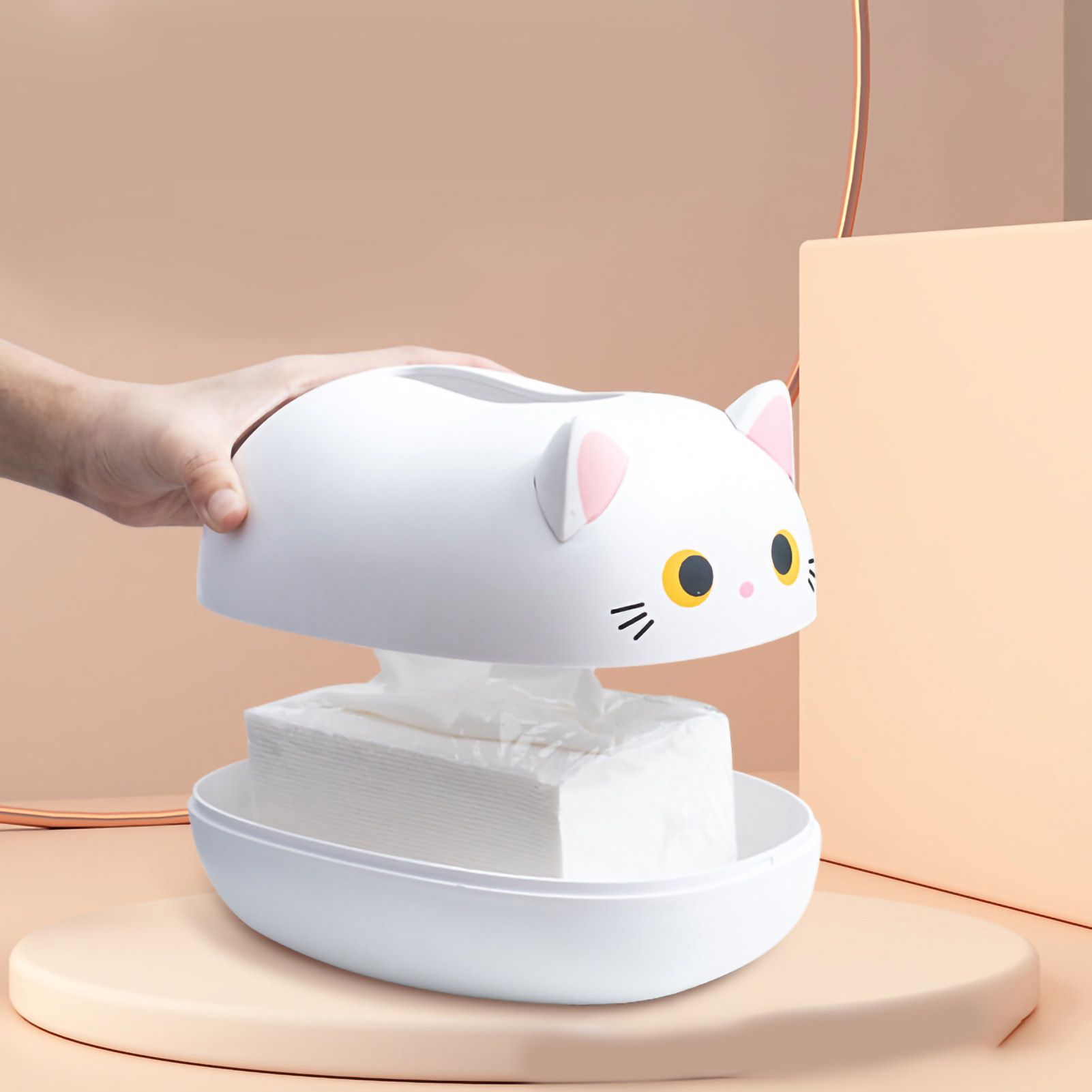 Desktop Tissue Storage Box Plastic Multifunction Facial Napkin Dispenser view 5