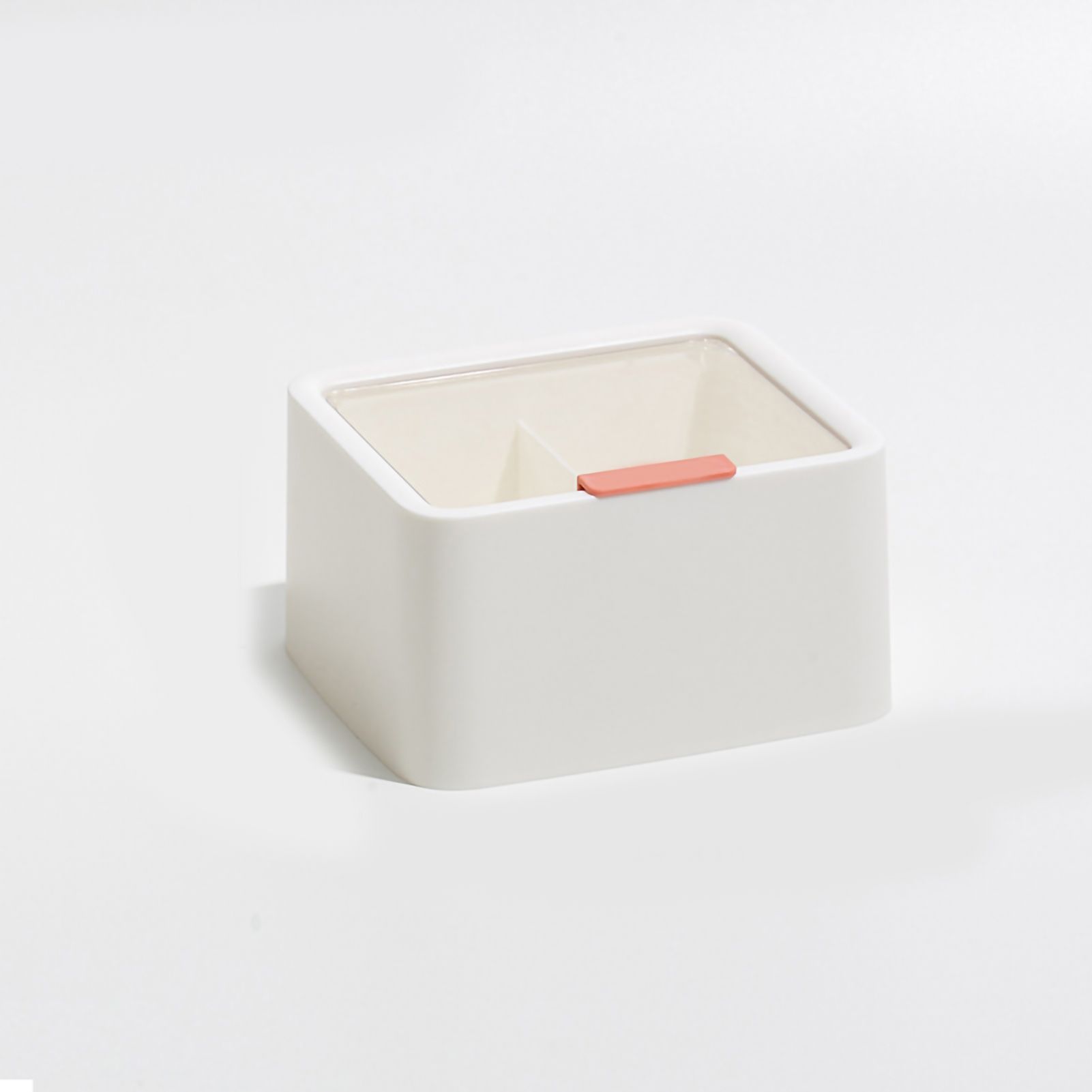 Cosmetic Storage Box Plastic Dustproof Double Grids Makeup Container with Lid
