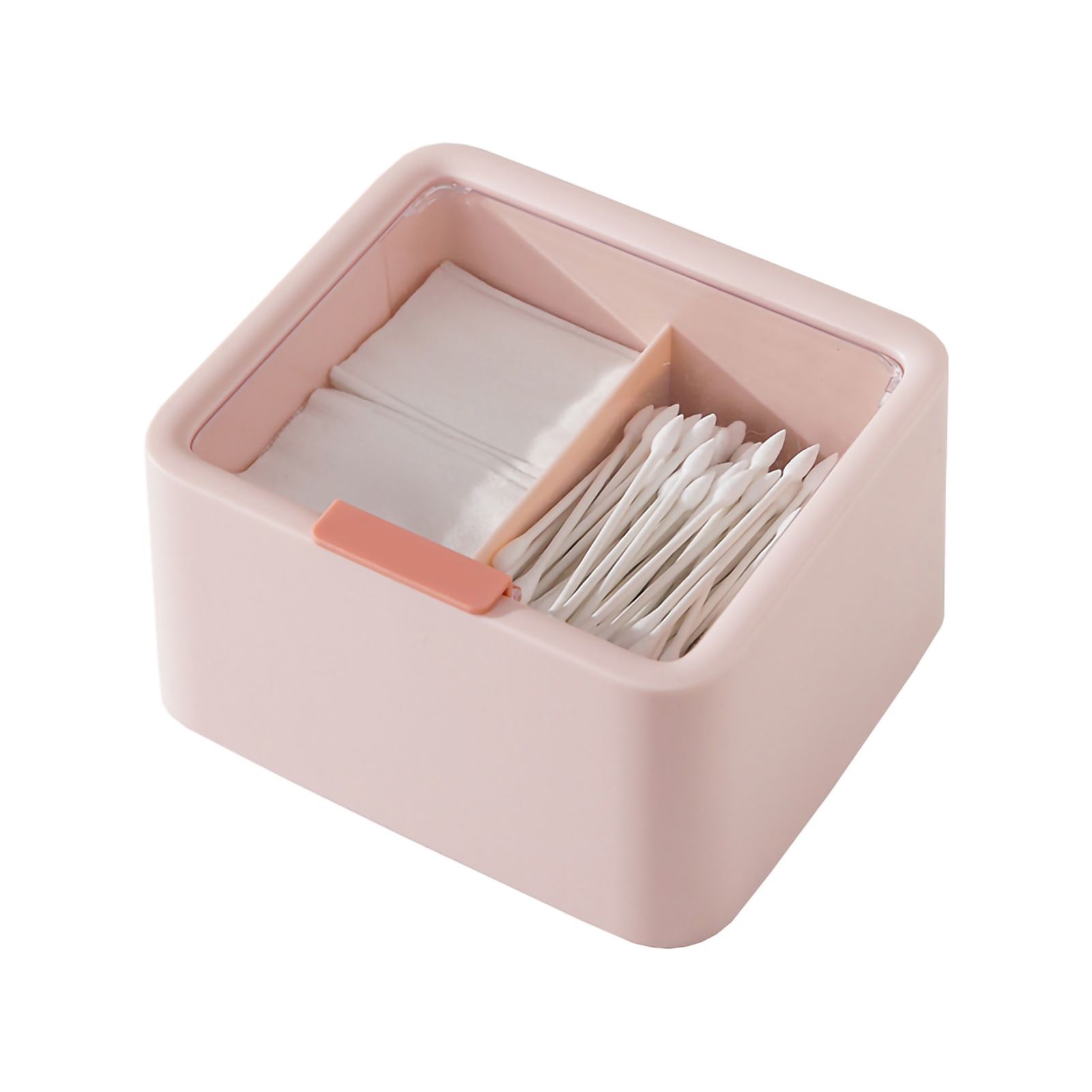 Cosmetic Storage Box Plastic Dustproof Double Grids Makeup Container with Lid