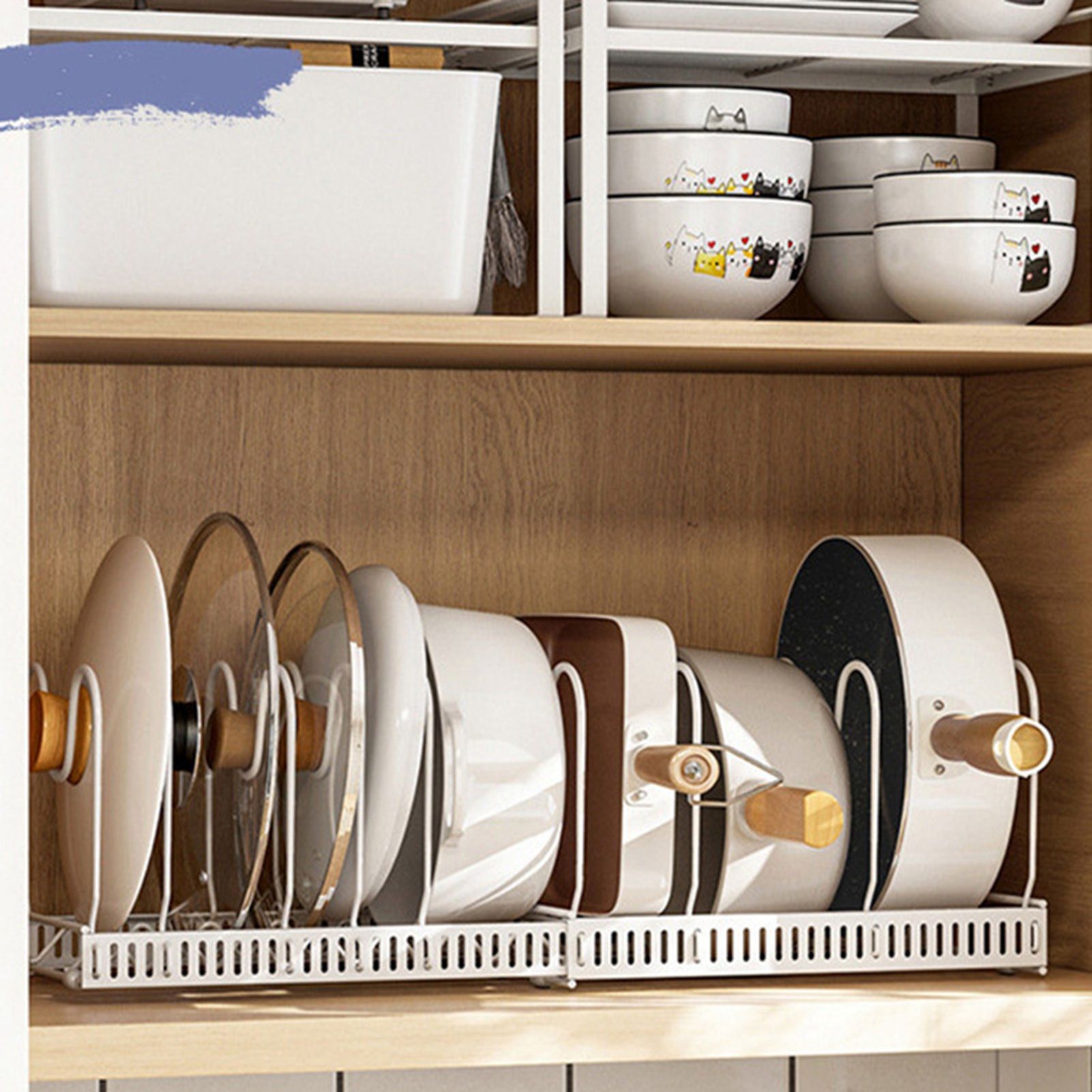 Pot Lid Rack Iron Retractable Pot Lid Organizer Holder for Multiple Cookware view 2
