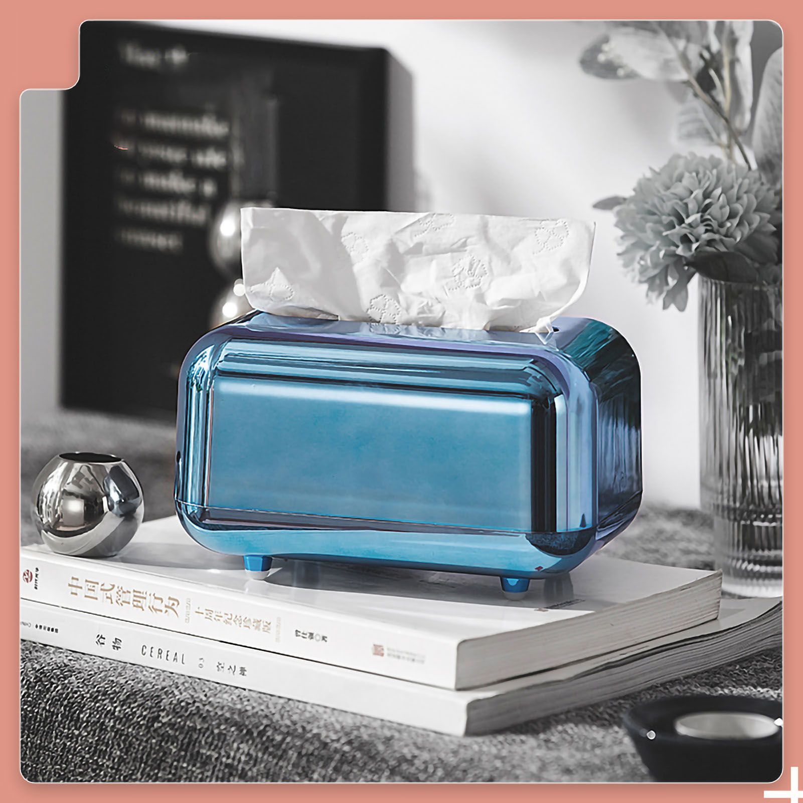 Tissue Storage Box Electroplated Magnetic Retro Built in Spring Facial Tissue