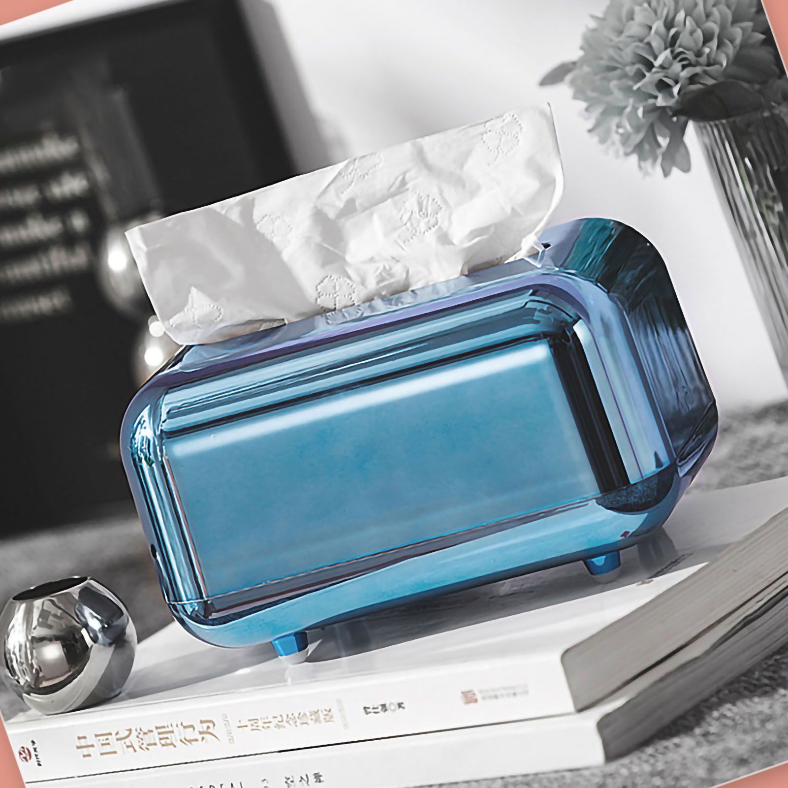 Tissue Storage Box Electroplated Magnetic Retro Built in Spring Facial Tissue view 3