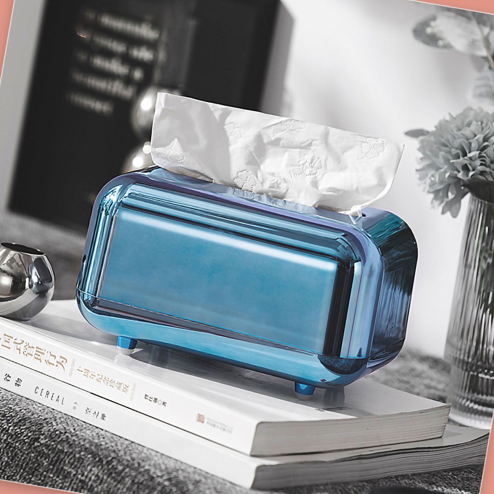 Tissue Storage Box Electroplated Magnetic Retro Built in Spring Facial Tissue view 4