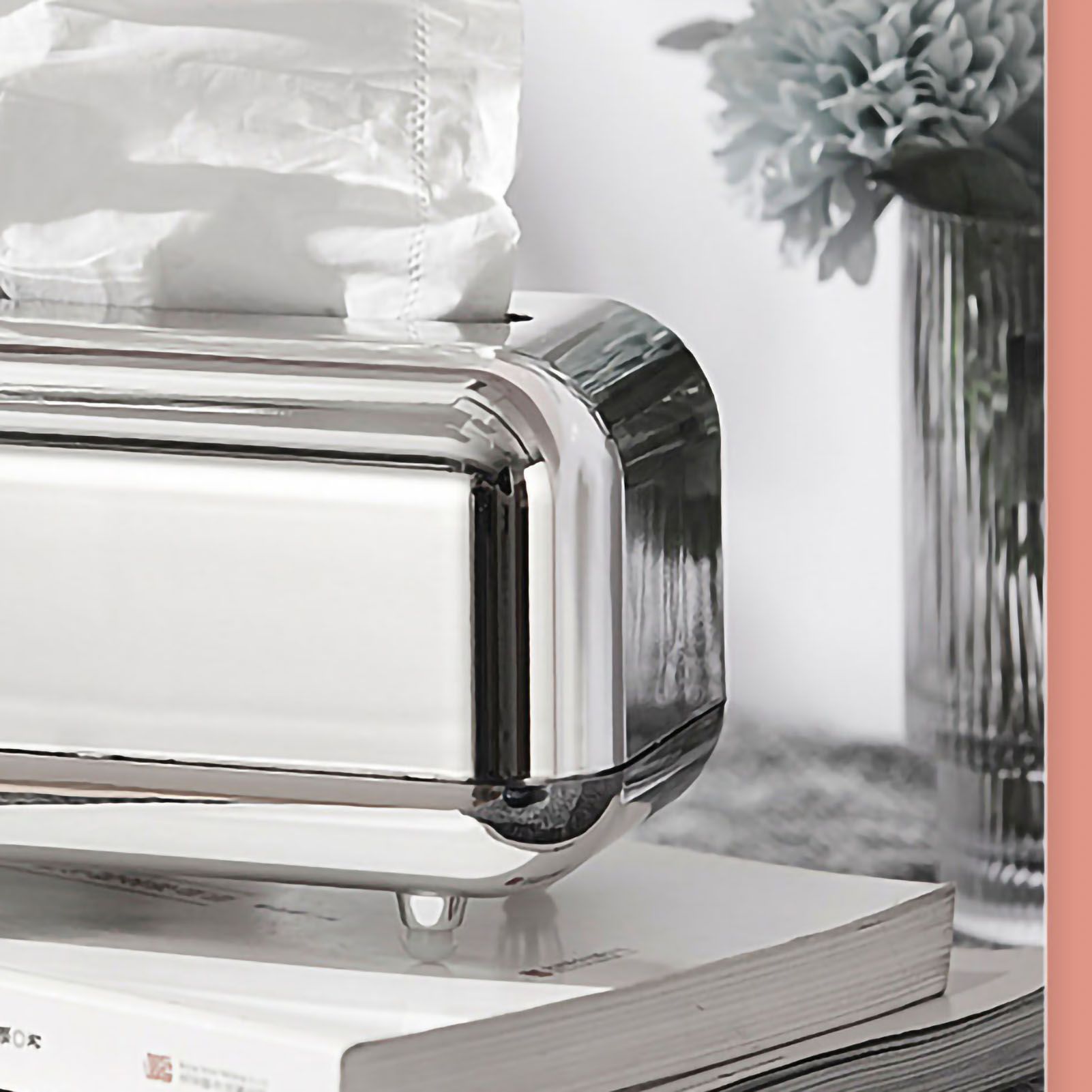 Tissue Storage Box Electroplated Magnetic Retro Built in Spring Facial Tissue view 2
