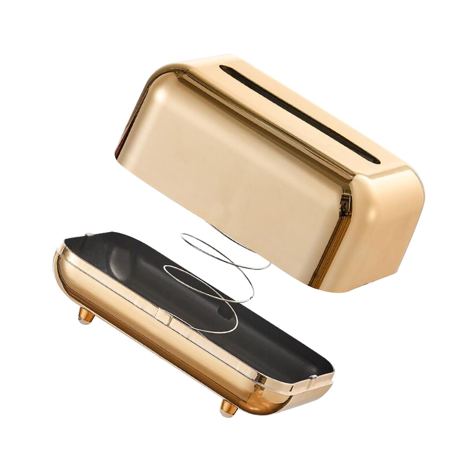 Tissue Storage Box Electroplated Magnetic Retro Built in Spring Facial Tissue