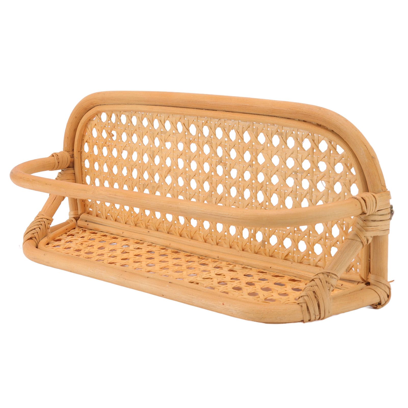 Rattan Wall Shelf Hand Crafted Durable Natural Rattan Hanging Rack Wall — image 1