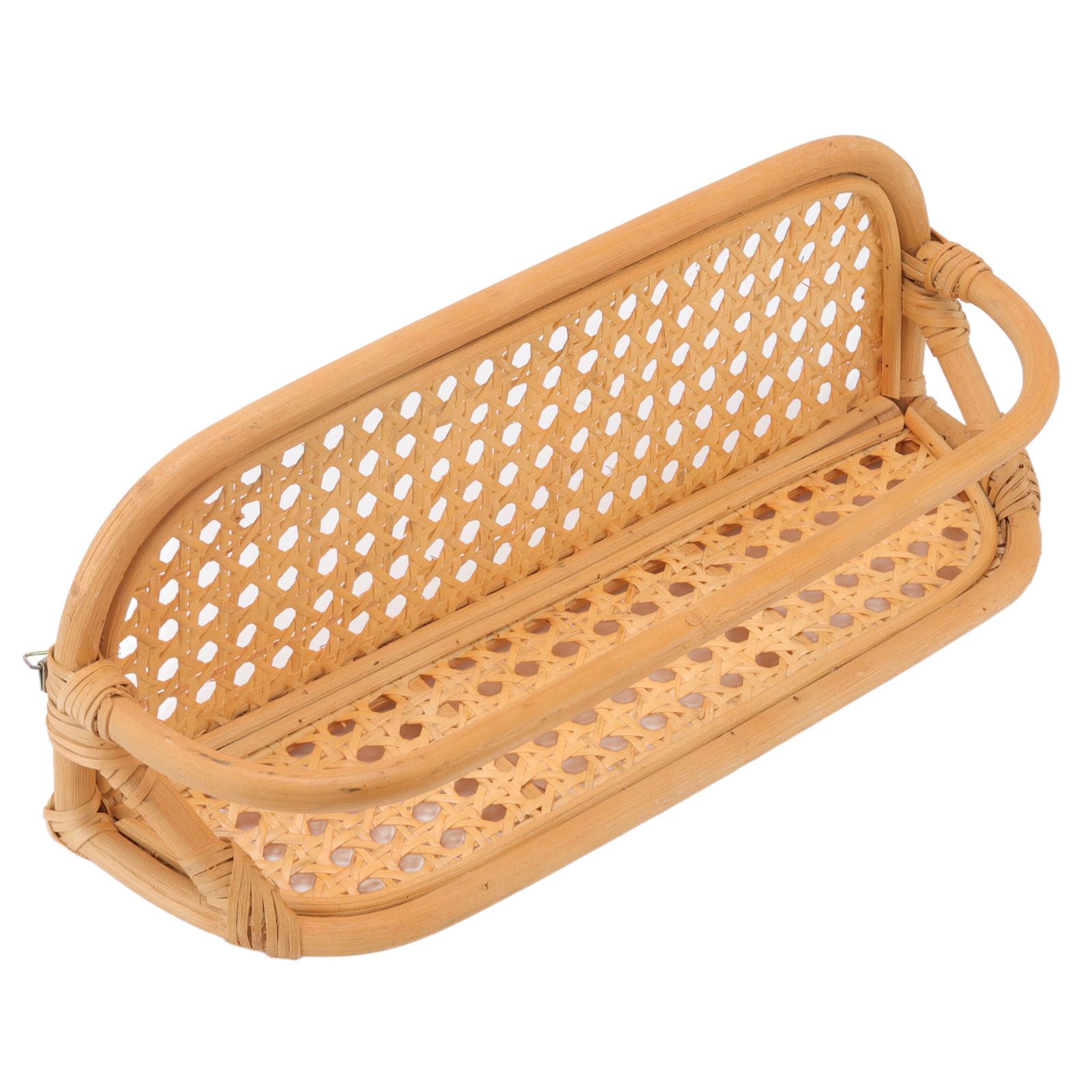 Rattan Wall Shelf Hand Crafted Durable Natural Rattan Hanging Rack Wall view 2