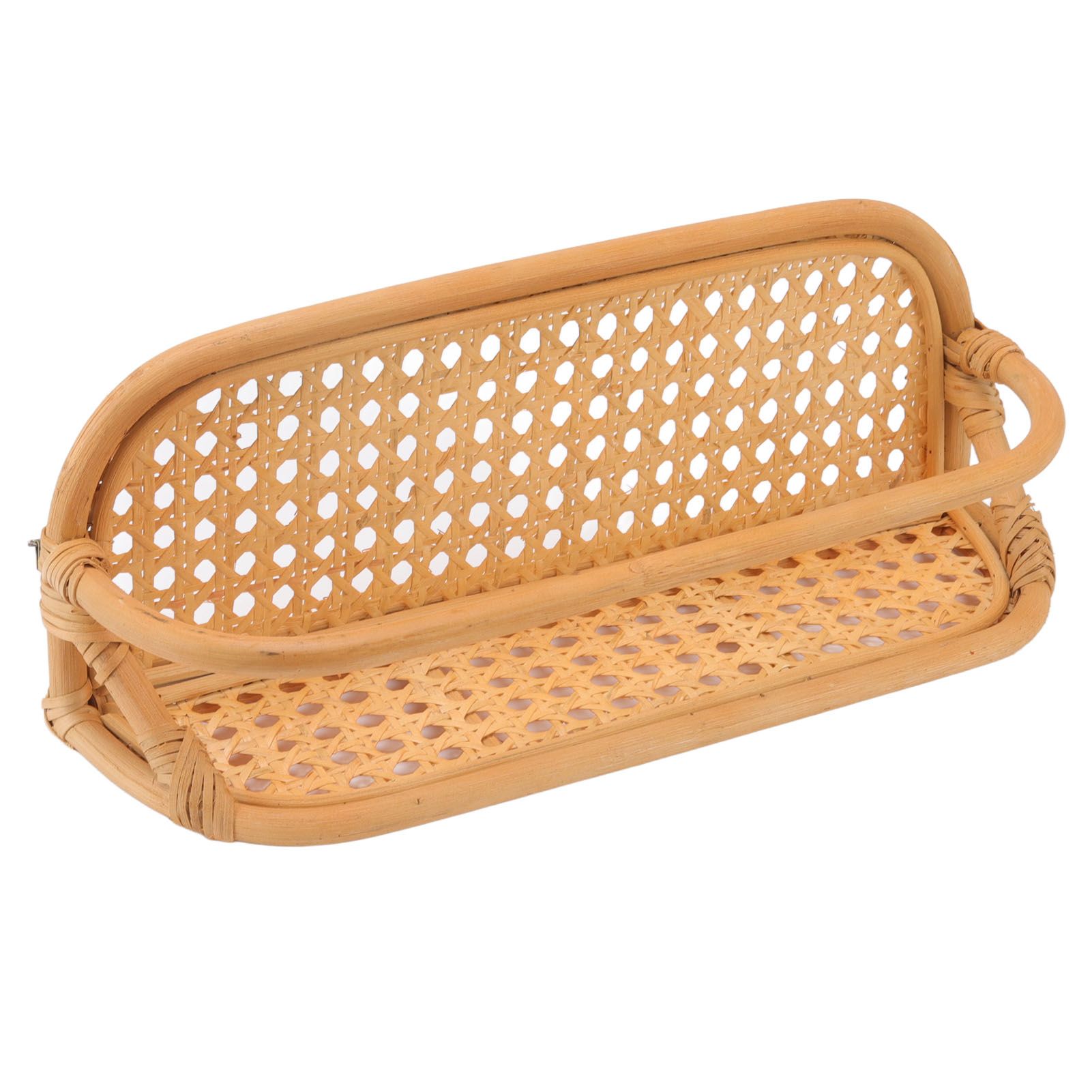 Rattan Wall Shelf Hand Crafted Durable Natural Rattan Hanging Rack Wall view 3