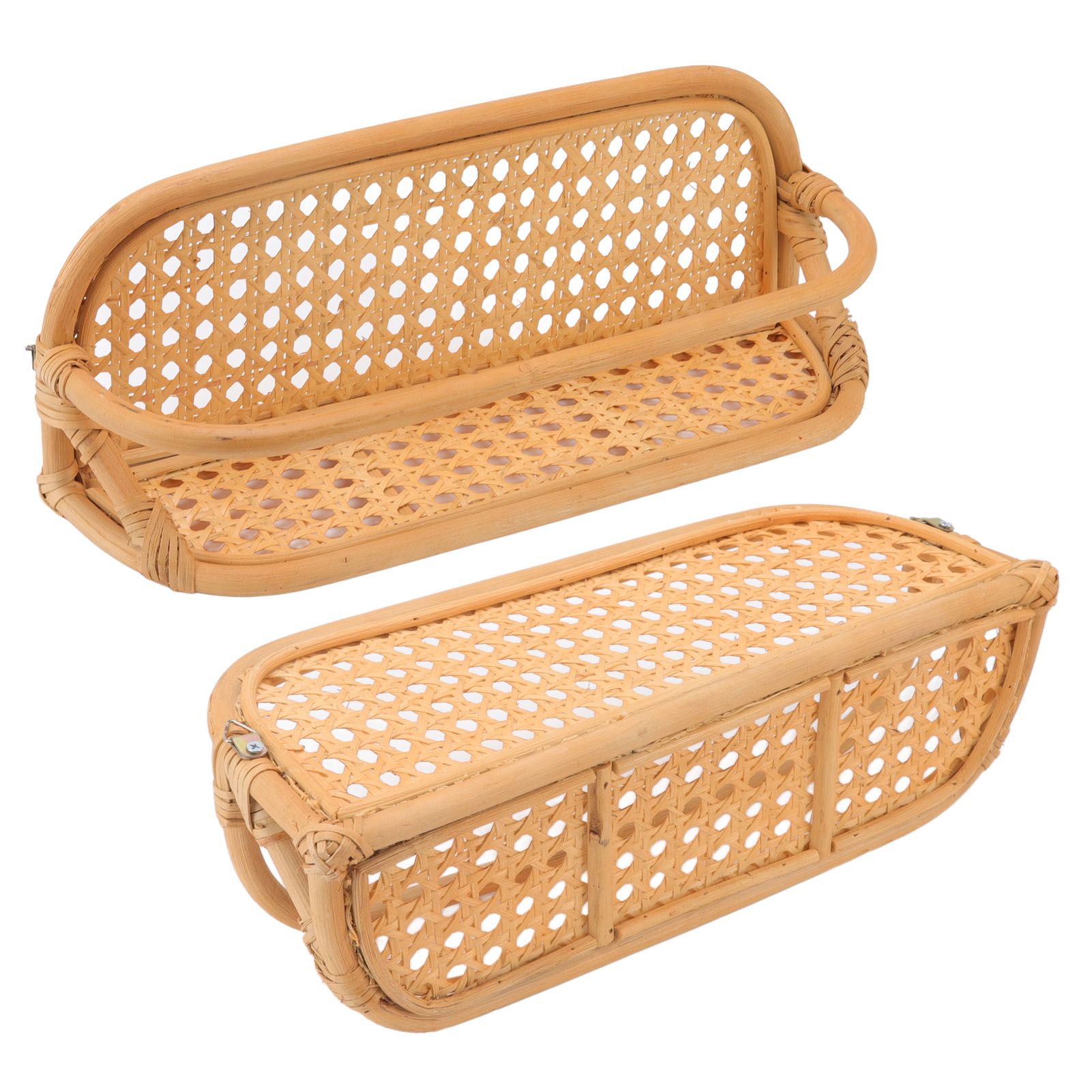 Rattan Wall Shelf Hand Crafted Durable Natural Rattan Hanging Rack Wall view 8