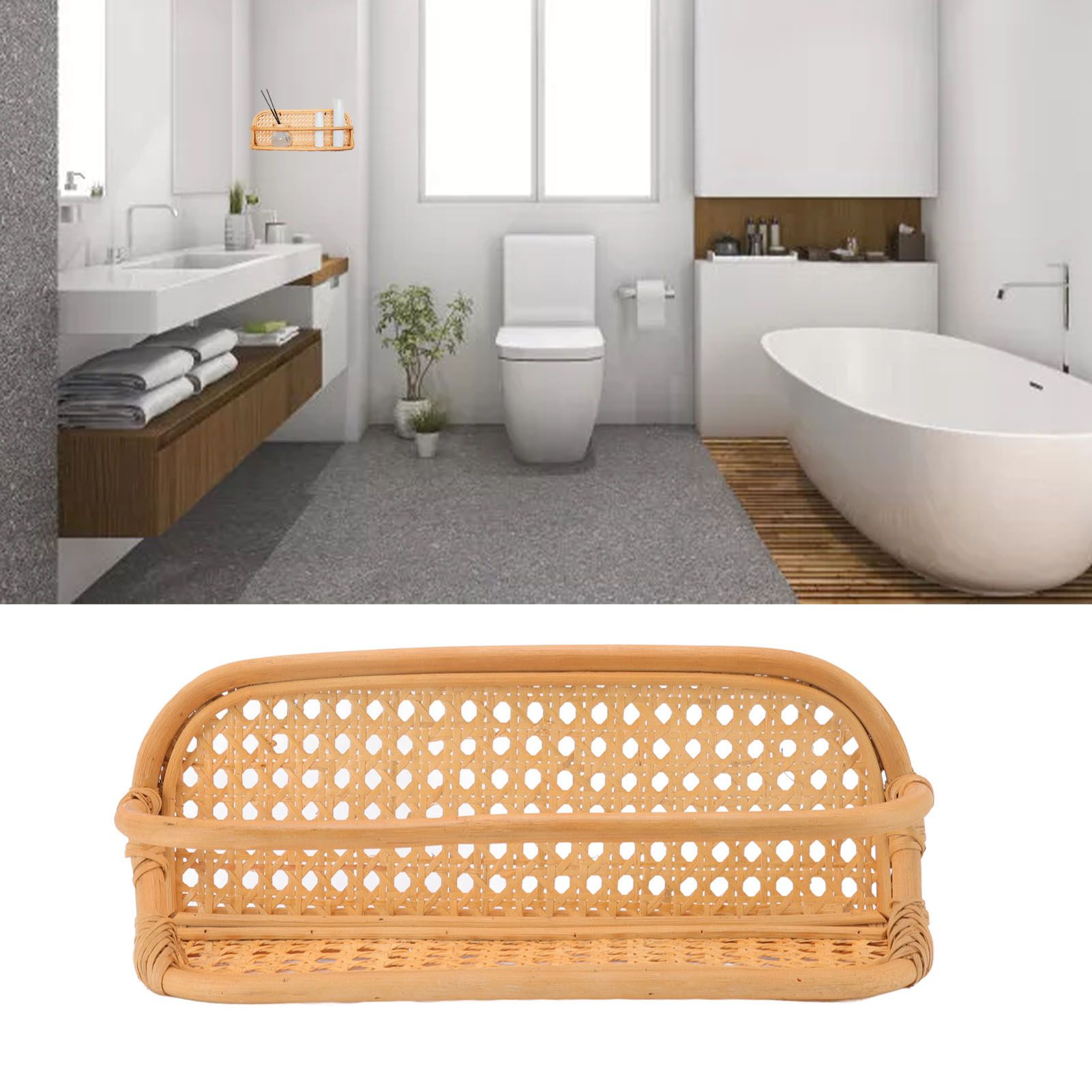 Rattan Wall Shelf Hand Crafted Durable Natural Rattan Hanging Rack Wall view 12
