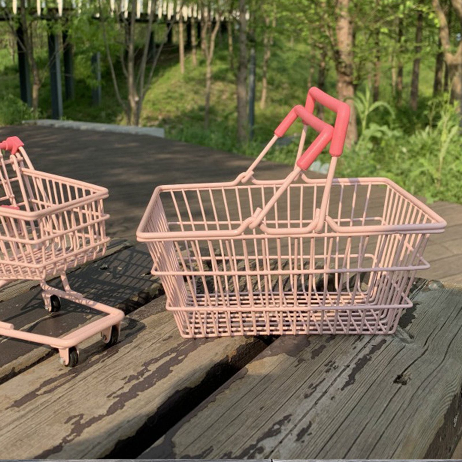 Table Storage Basket Iron Sturdy Stable Healthy Oil Paint Beautiful Portable view 7