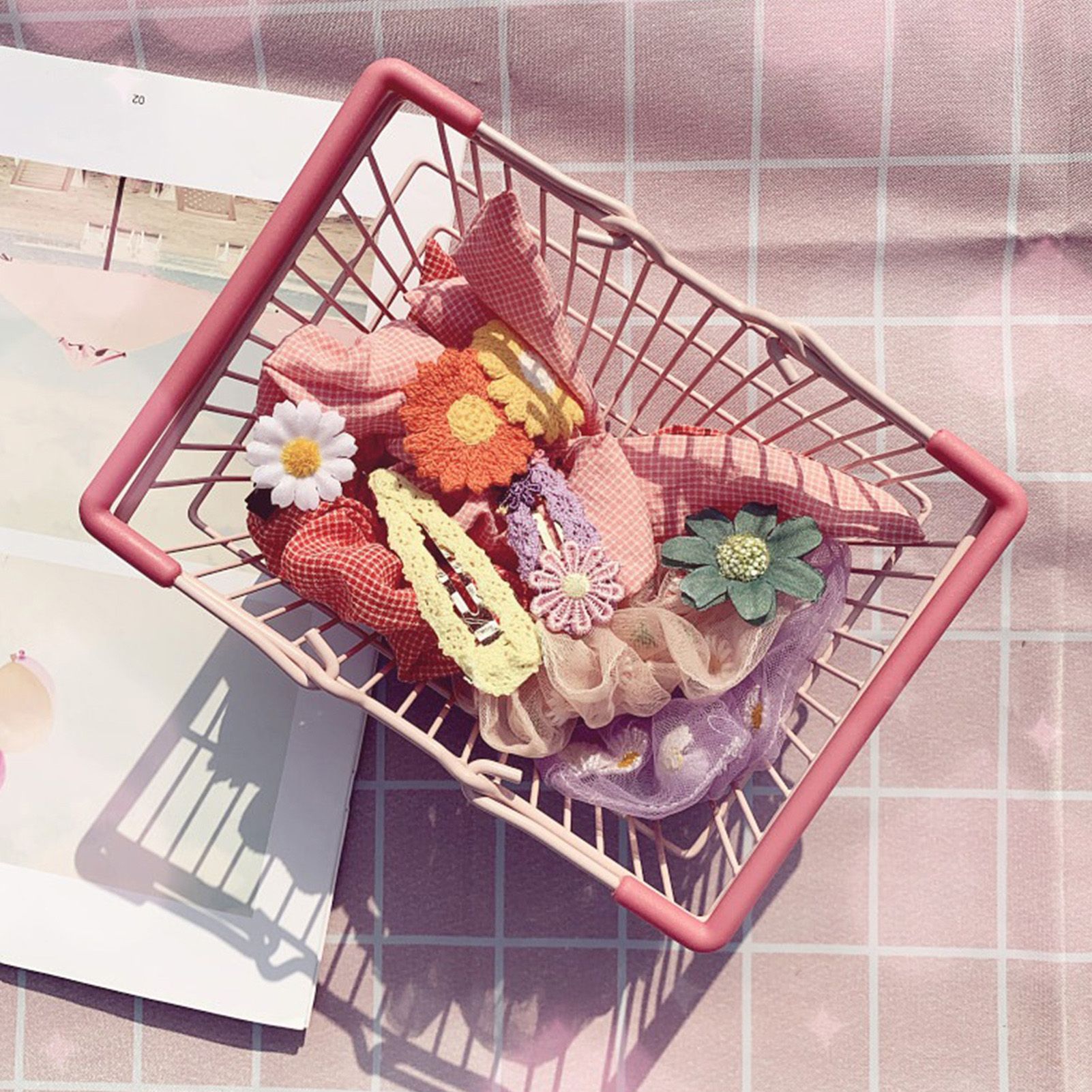 Table Storage Basket Iron Sturdy Stable Healthy Oil Paint Beautiful Portable view 10