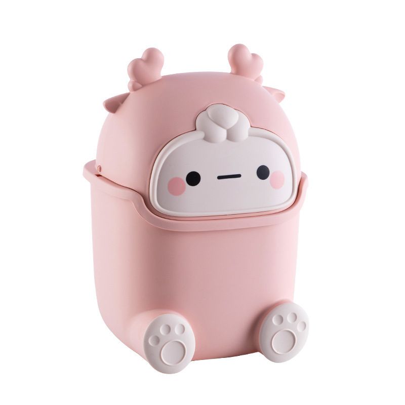 Desktop Trash Can Plastic Mini Lovely Living Room Dining Table Wastebasket