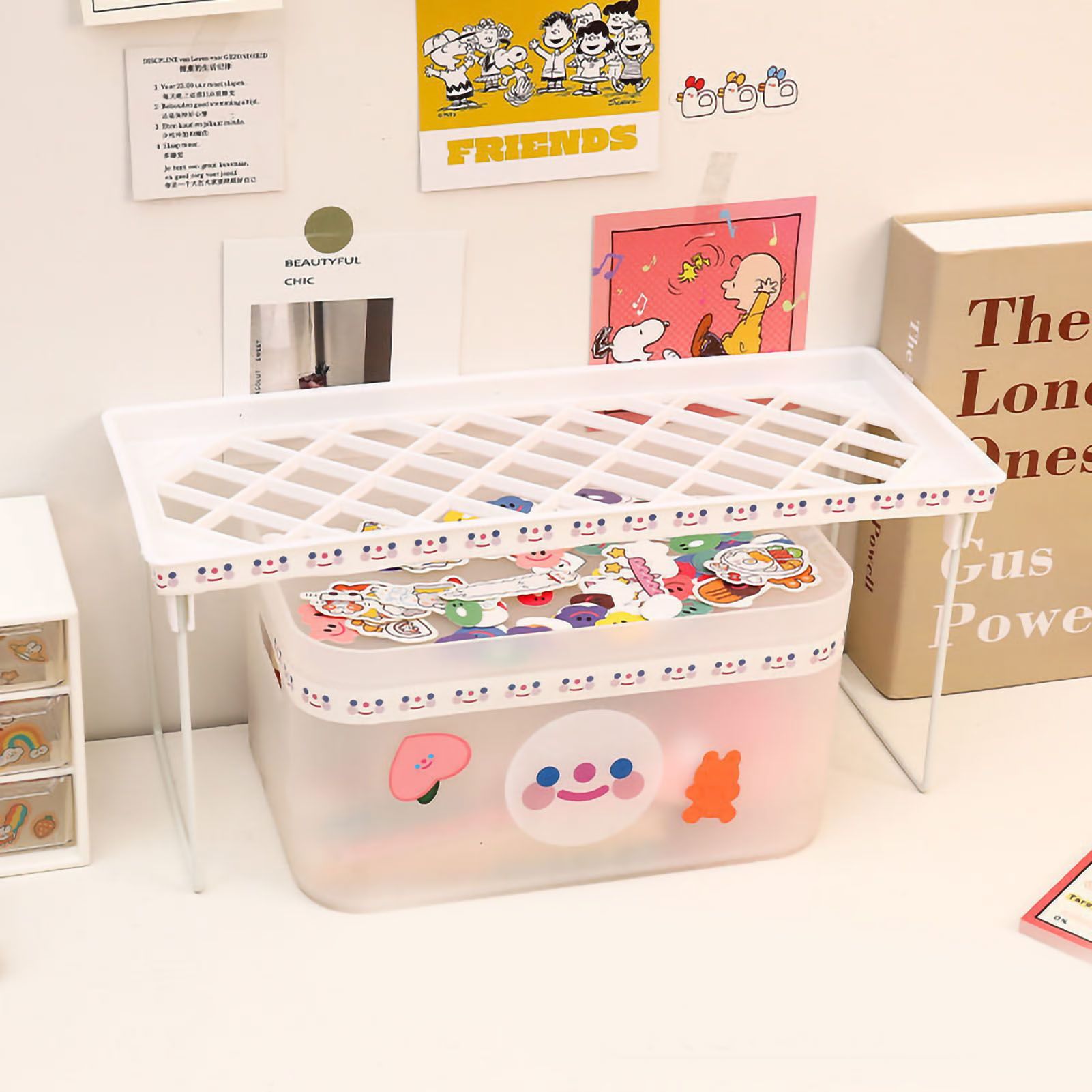 Desktop Foldable Shelf Space Saving Home Desk Storage Layered Rack for