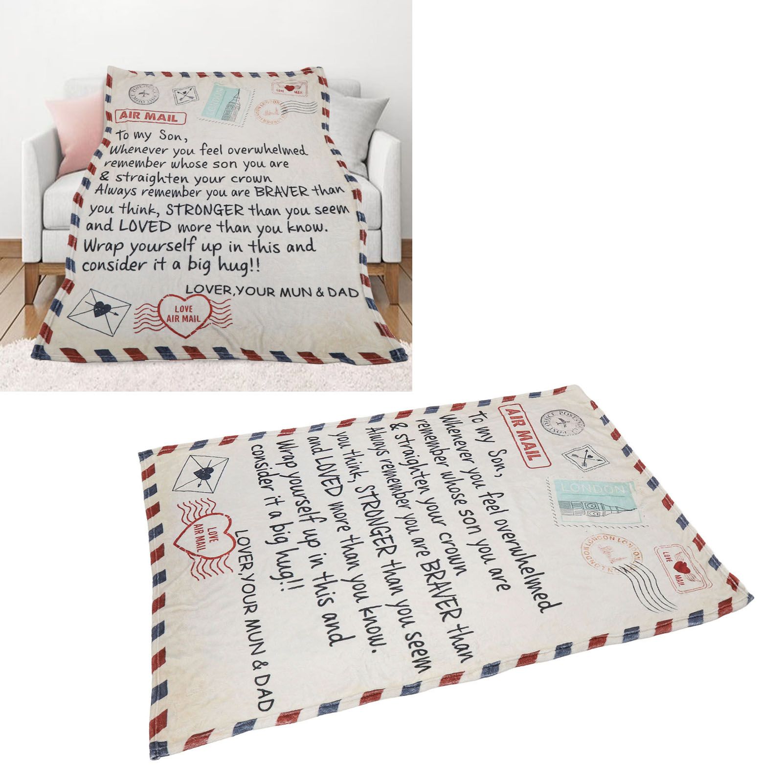 to My Son Blanket Double Sided Soft Skin Friendly Keep Warm Letter Blanket view 11