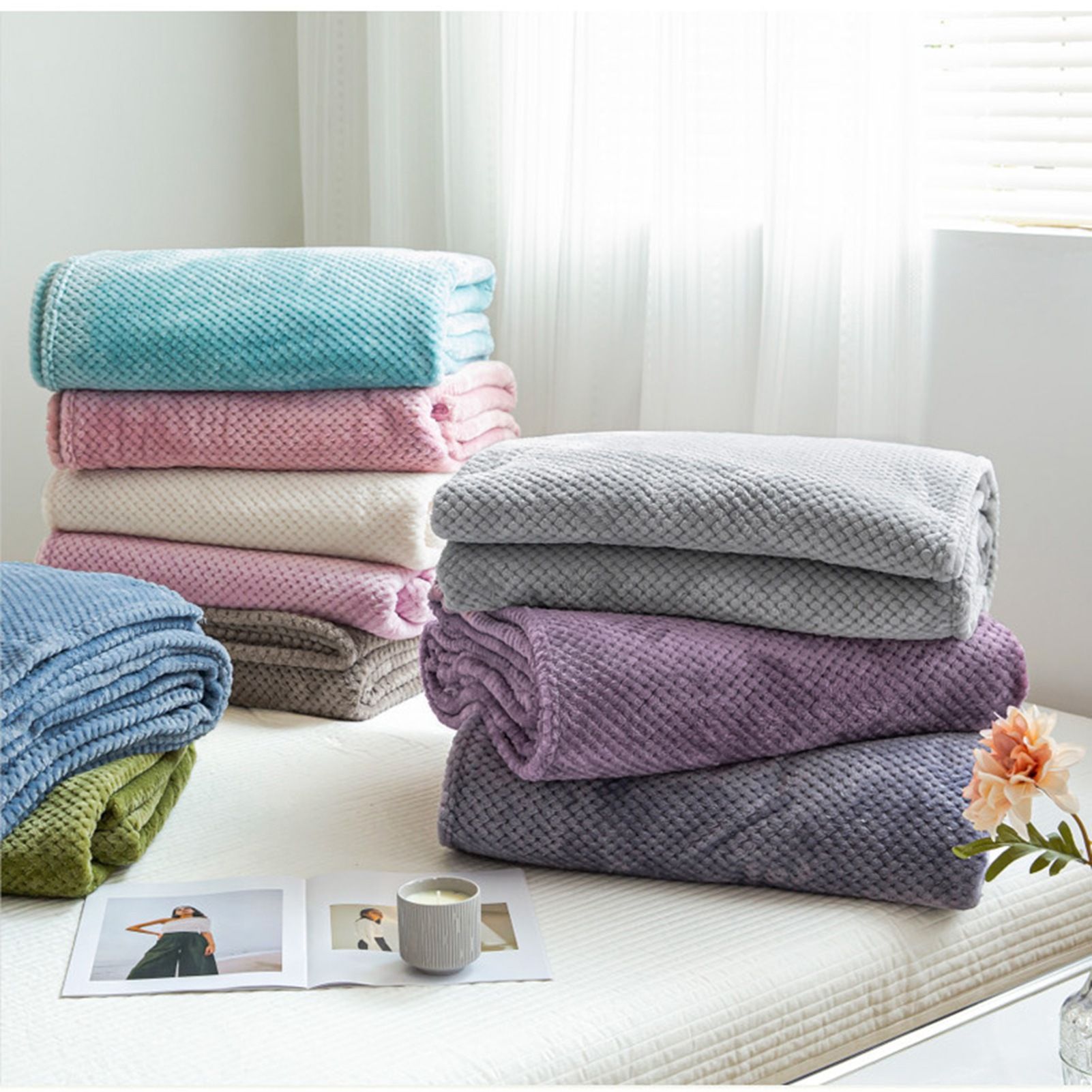 Cooling Blanket Milk Fleece Lattice Jacquard Blanket Summer Cold Single Nap view 4